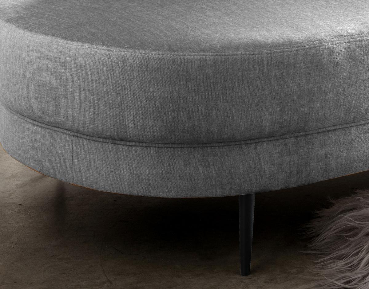 Ottomane Pistaccio Silberfarb. Velours, Rücken Echt B: 211 Cm - Silberfarben/Schwarz, MODERN, Textil (211/85/102cm) - Livetastic