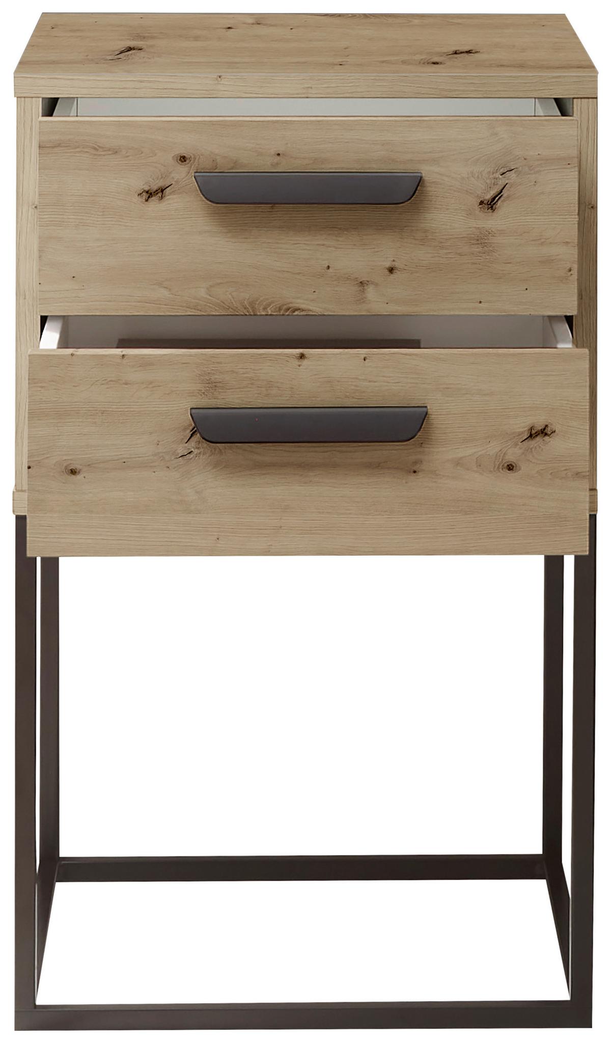 Nachtkästchen Eiche Dekor/ Schwarz H: 65 Cm Suna - Schwarz/Eiche Artisan, MODERN, Holzwerkstoff/Metall (40/65/38,5cm) - Livetastic