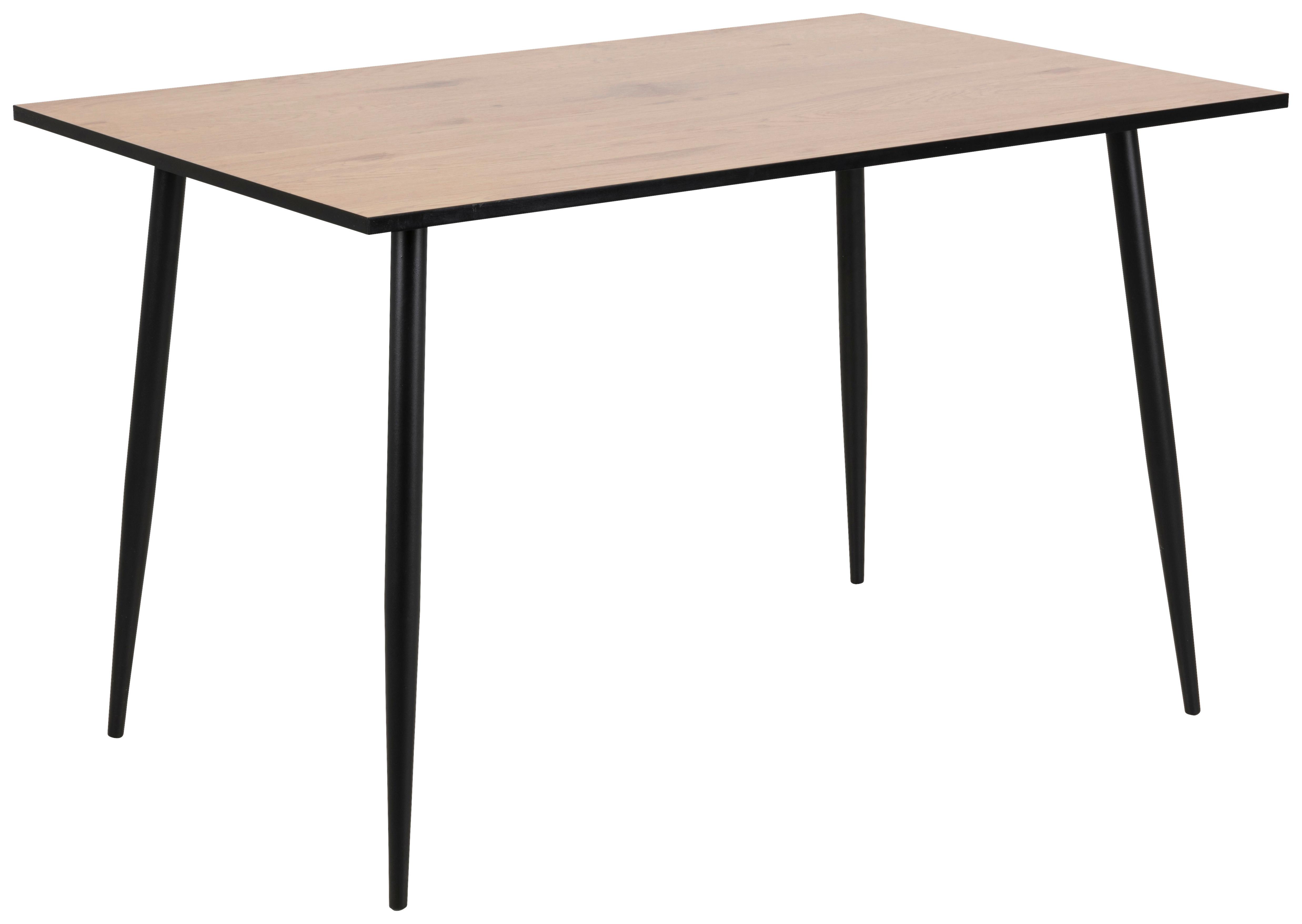 Esstisch Wilma 120x80 Cm Eiche Dekor/schwarz - Eichefarben/Schwarz, KONVENTIONELL, Holzwerkstoff/Metall (120/80/75cm) - MID.YOU