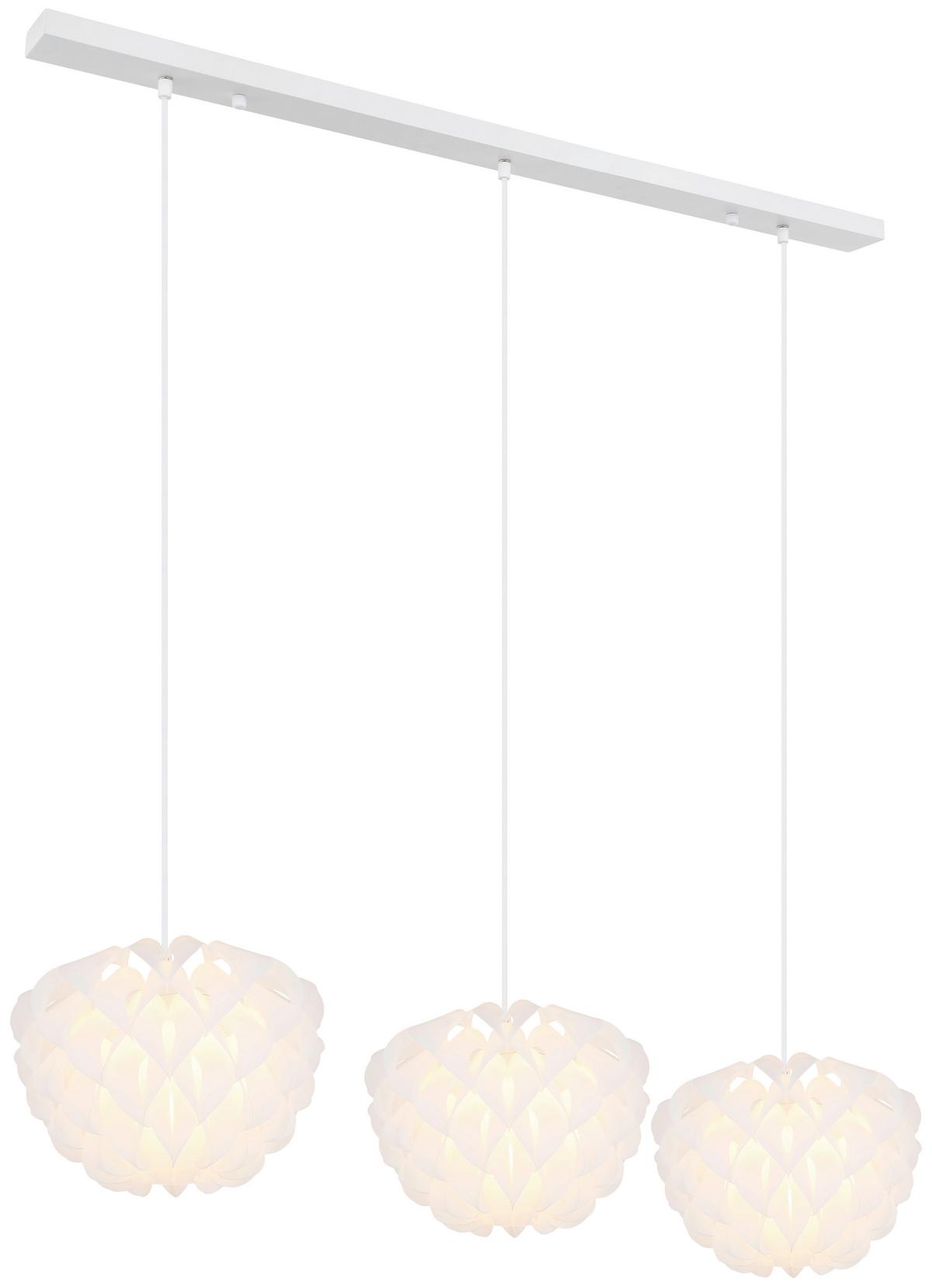 Hängeleuchte Irene H: 26 cm 3-Flammig - Weiß, Basics, Kunststoff/Metall (101/26/120cm) - Globo