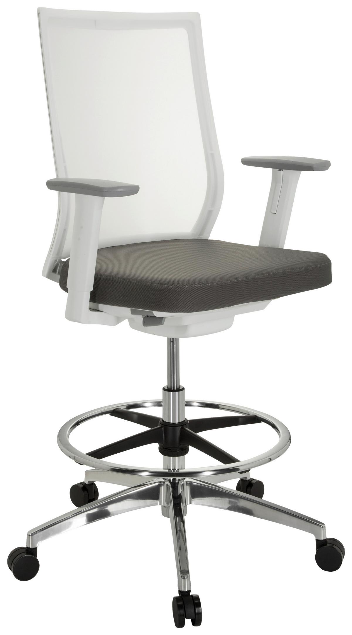 Drehstuhl Aspen Mit Armlehnen Grau/weiß - Silberfarben/Weiß, Basics, Kunststoff/Textil (62/112/57cm) - MID.YOU