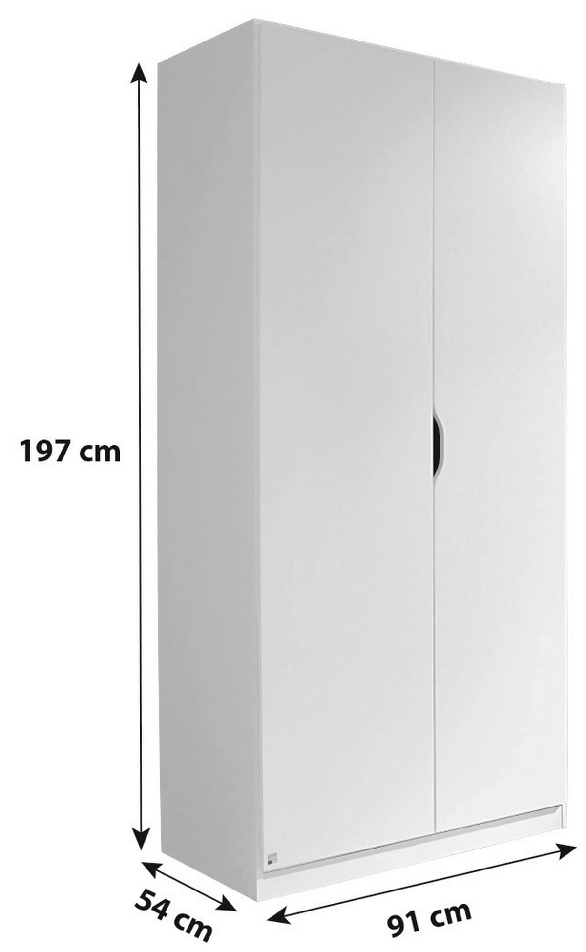 Skriňa Freising - biela, Modern, kompozitné drevo (91/197/54cm) - MID.YOU