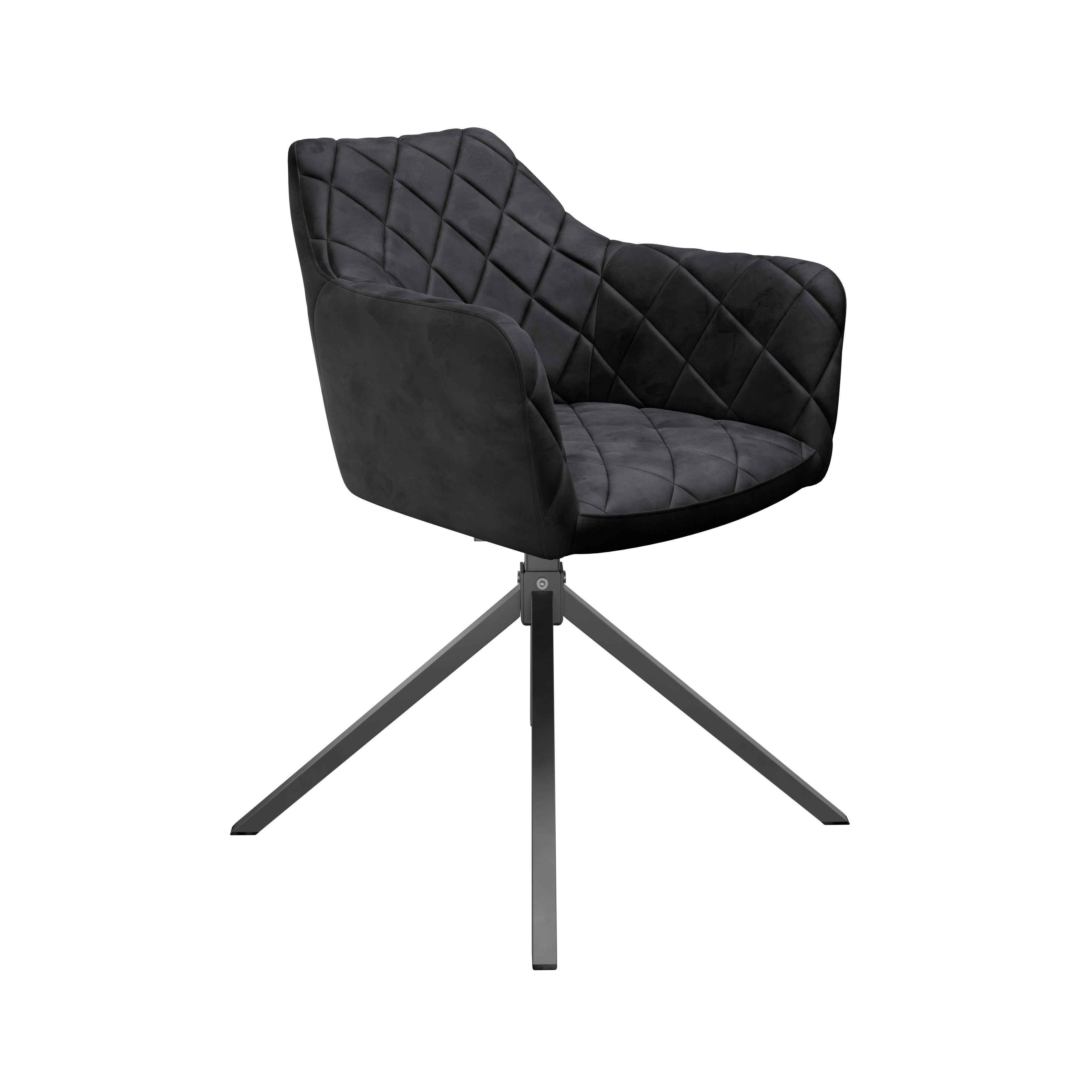 Stuhl Patti anthrazit,Sitzfl. 360° drehbar - Anthrazit/Schwarz, KONVENTIONELL, Textil/Metall (58/81/54cm)