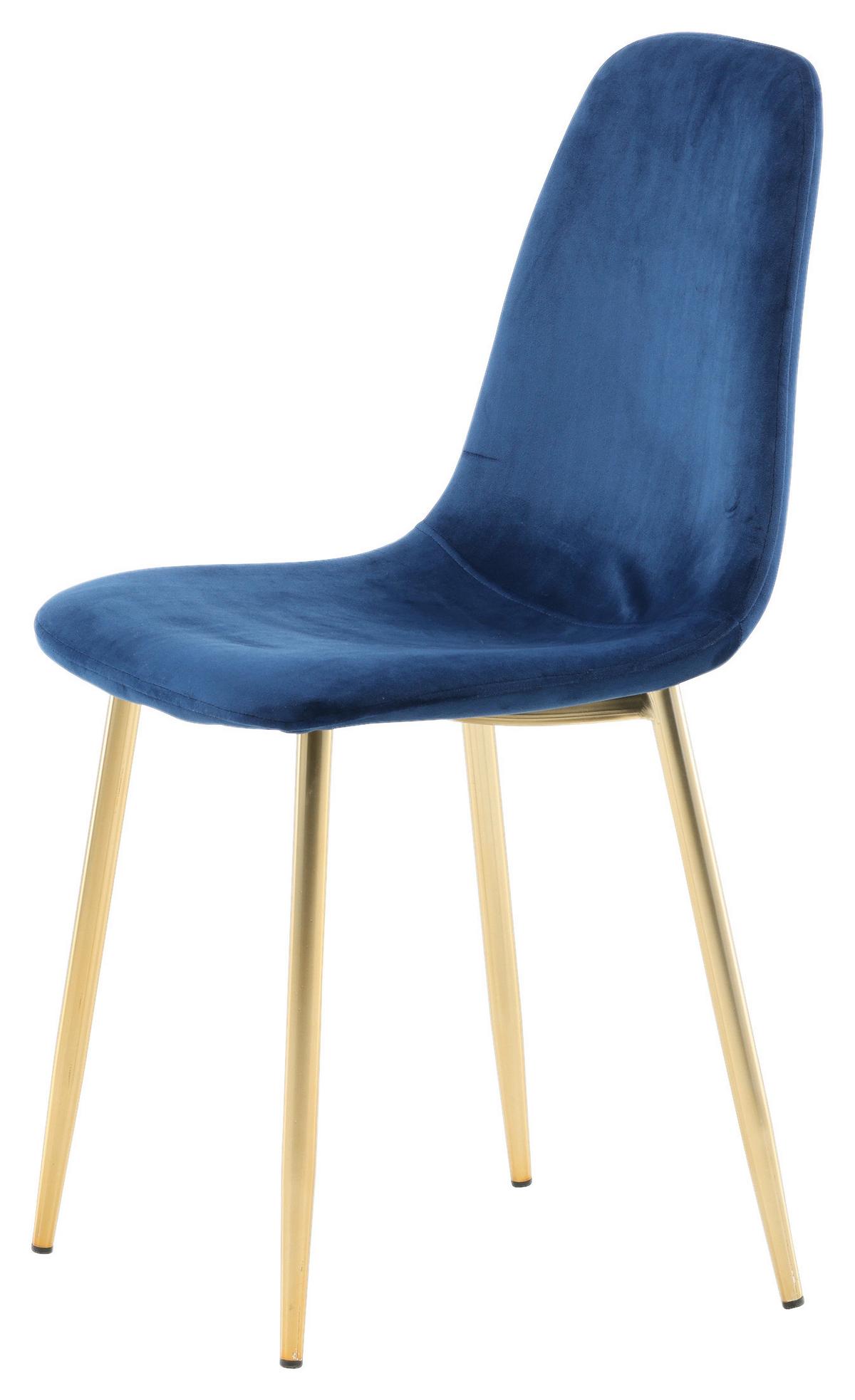 Stuhl-Set Polar - Messingfarben/Hellblau, Design, Textil/Metall (44/86/52cm) - Livetastic