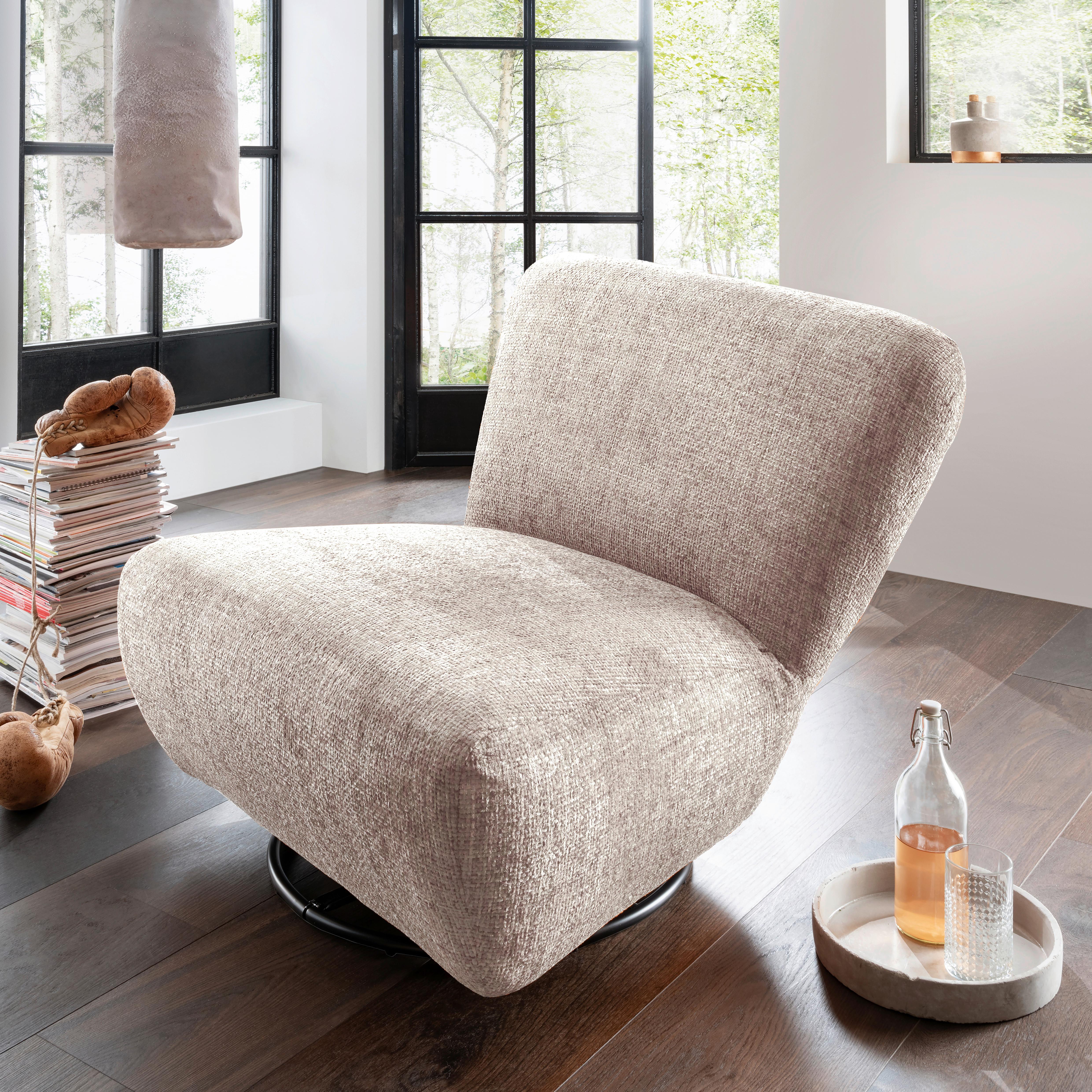 XXL-Sessel Cremallo, Creme B: 95 cm - Creme/Schwarz, Trend, Textil (95/77/94cm) - Livetastic