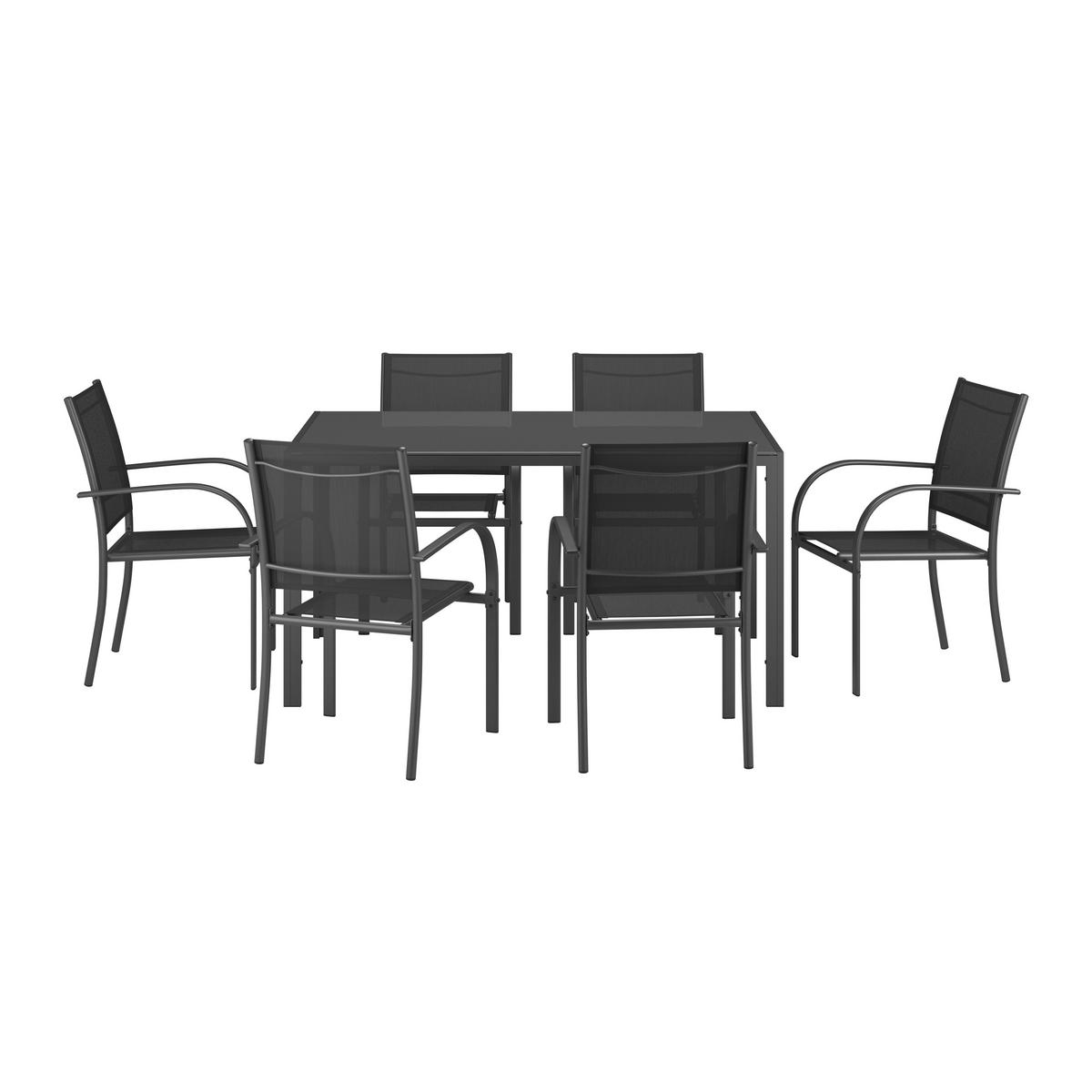 Gartenset Berlin - Schwarz, MODERN, Glas/Textil - Beldano