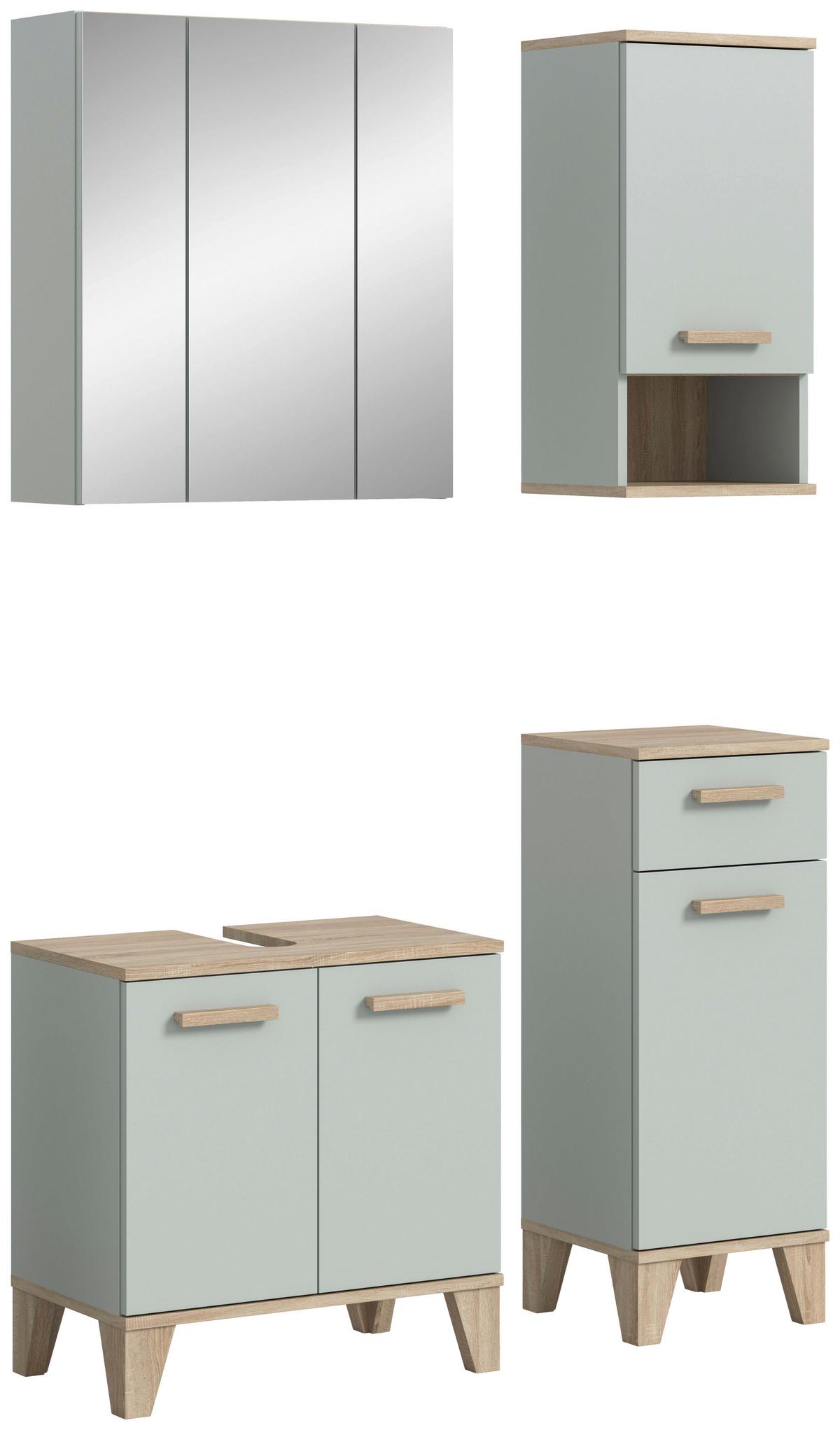 Koupelna Star blede zelená/dub bledý - barvy dubu/dub San Remo, Moderní, kompozitní dřevo/plast (109/190/34cm) - MID.YOU