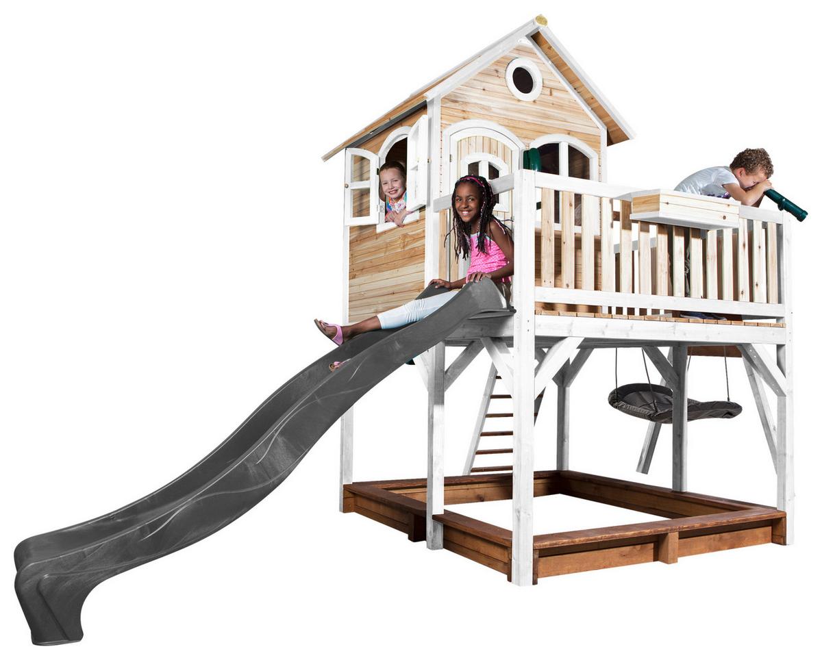 Spielturm A030.158.81 - Braun/Weiß, KONVENTIONELL, Holz (613/291/277cm) - Ambia Garden