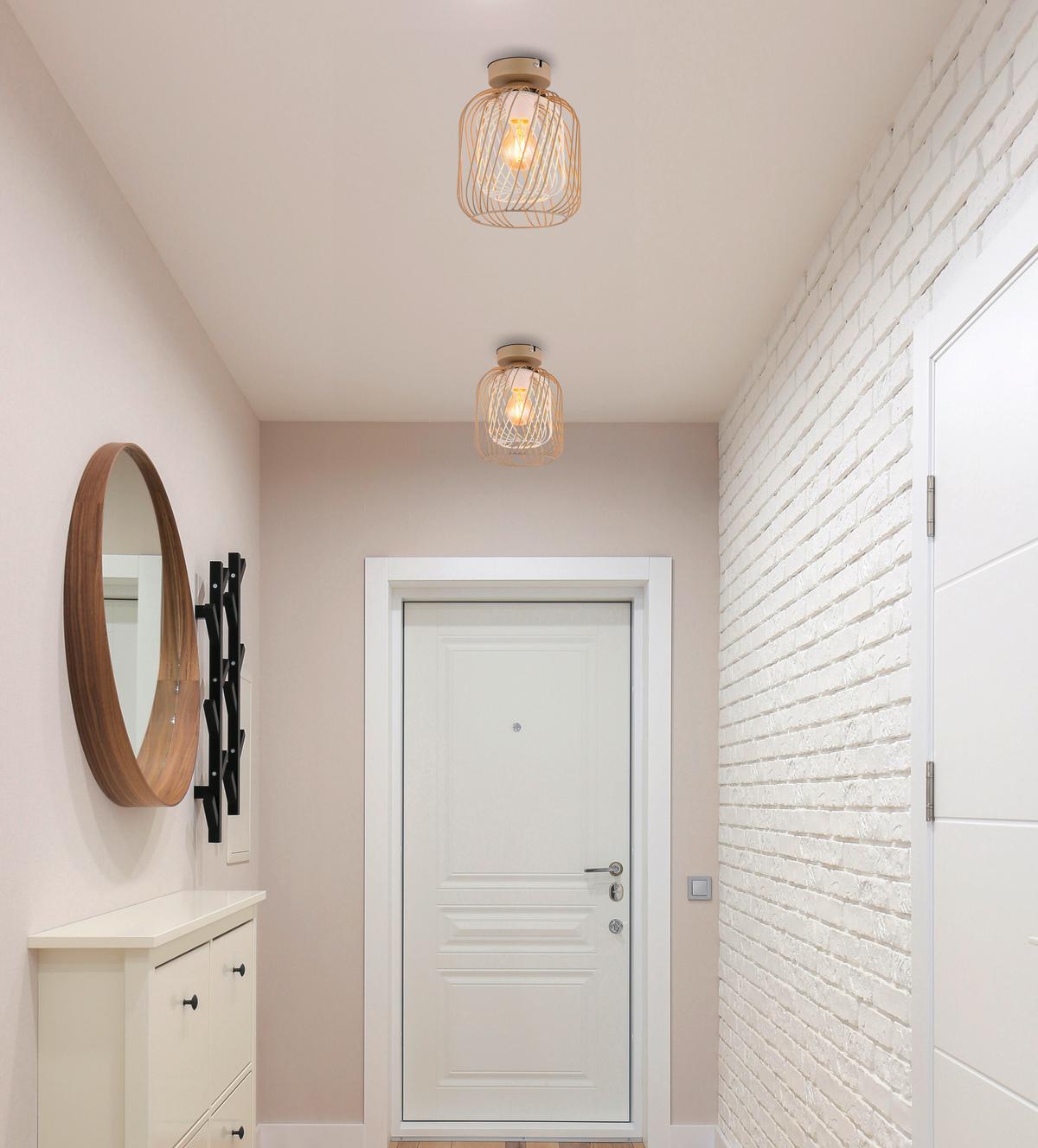 Deckenleuchte Dichti Weiß Sandfarben D: 18cm - Sandfarben/Weiß, Basics, Metall (18/24,5cm) - Globo