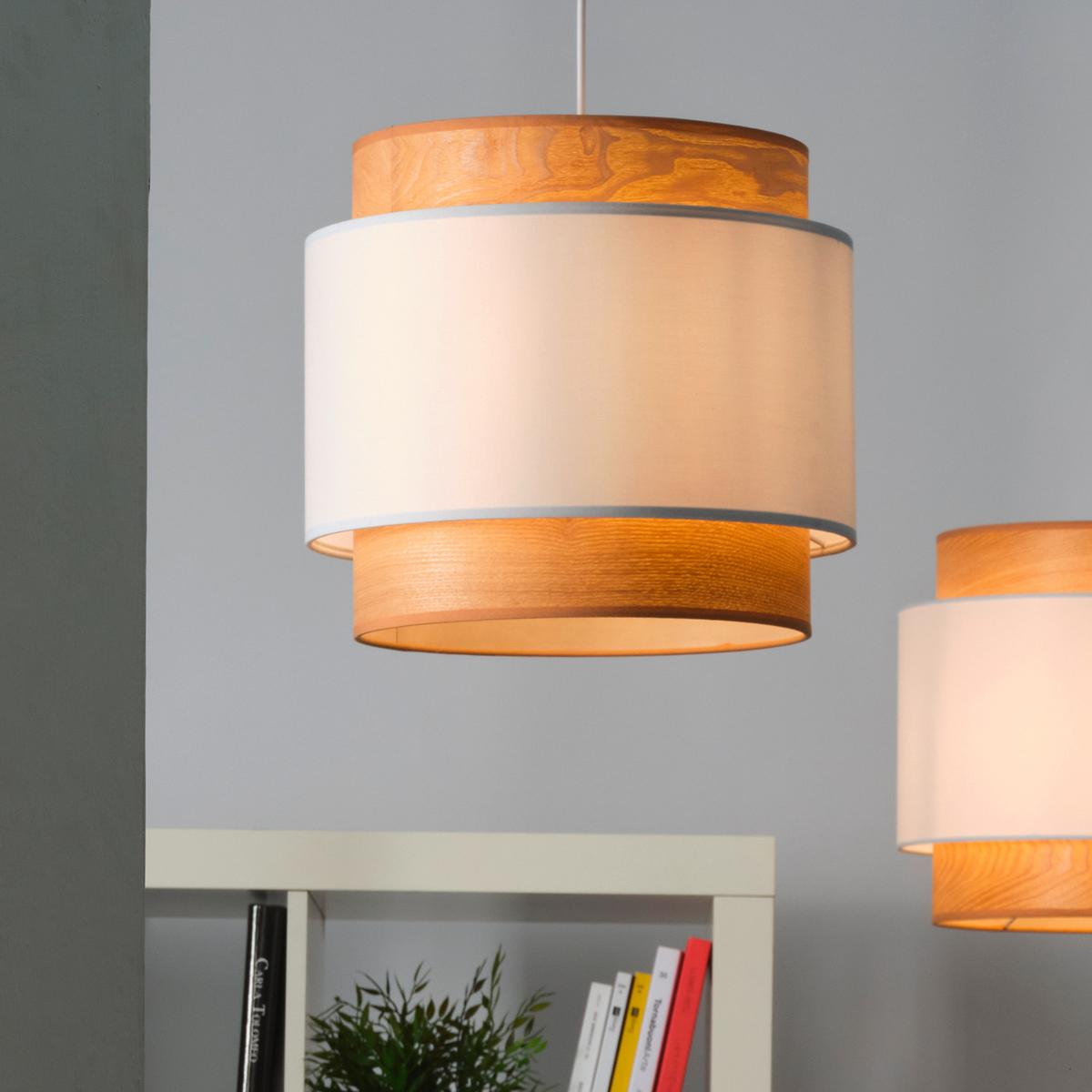 Hängeleuchte Legno Weiß Sandfarben L: 36 Cm - Sandfarben/Weiß, Basics, Holz/Textil (36/36/130cm)