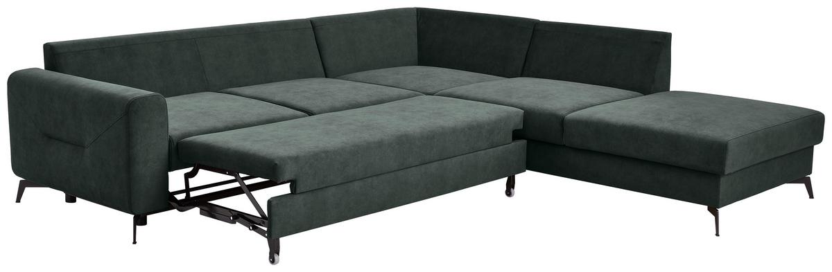 Sedacia súprava ADESSO, pravá, tmavozelená farba - čierna/tmavozelená, Konventionell, kov/textil (275/257cm) - MID.YOU