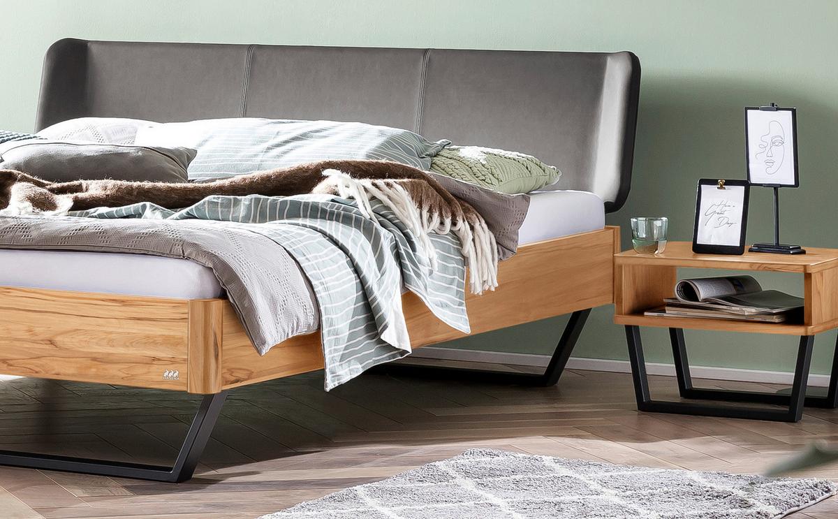 Bett Montieri Buchefarben 140x200 Cm - Dunkelgrau/Anthrazit, MODERN, Holz/Textil (140/200cm) - Hasena