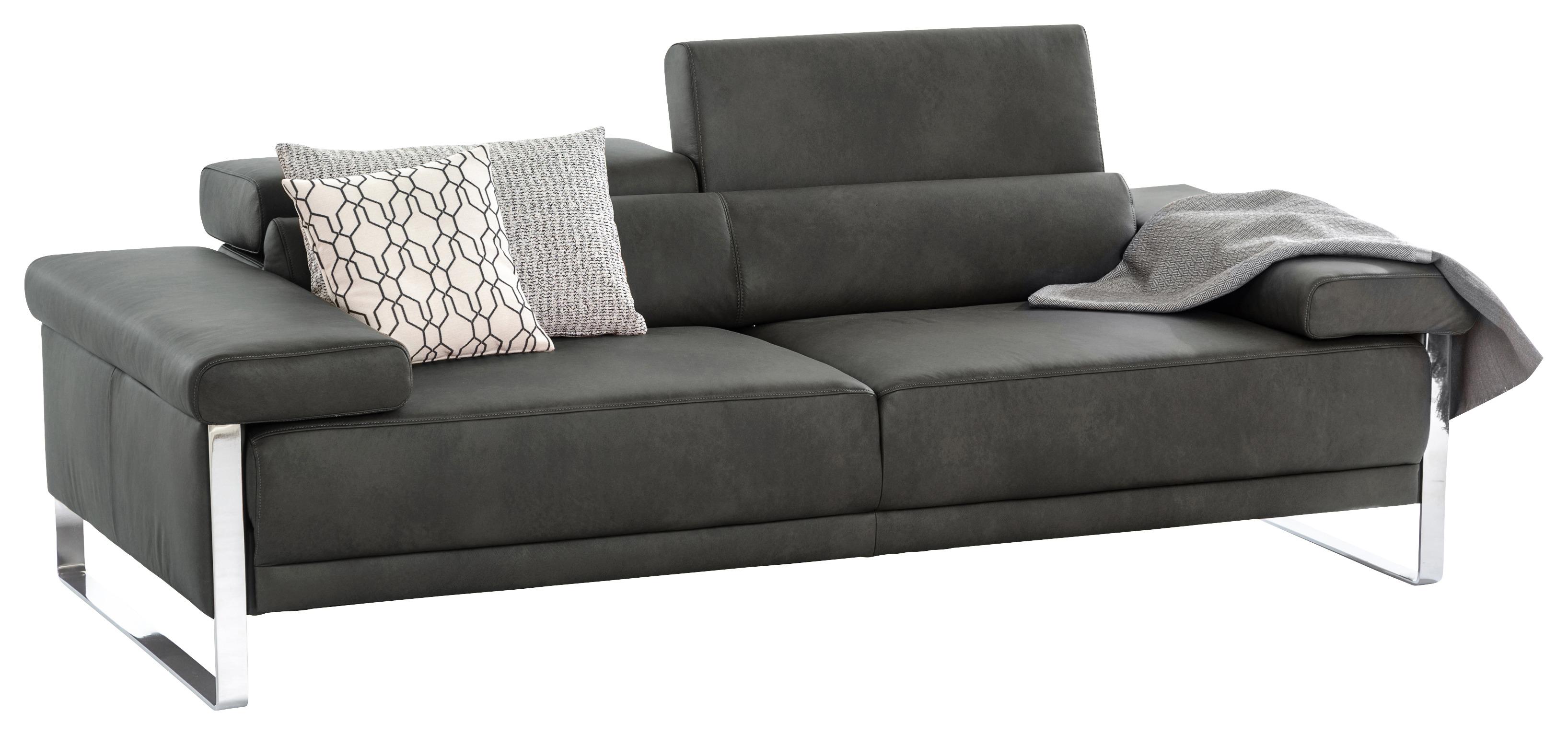 2-Sitzer-Sofa Floyd inkl. Relaxfunktion Anthrazit - Chromfarben/Anthrazit, KONVENTIONELL, Leder (230/71/106cm) - W.Schillig