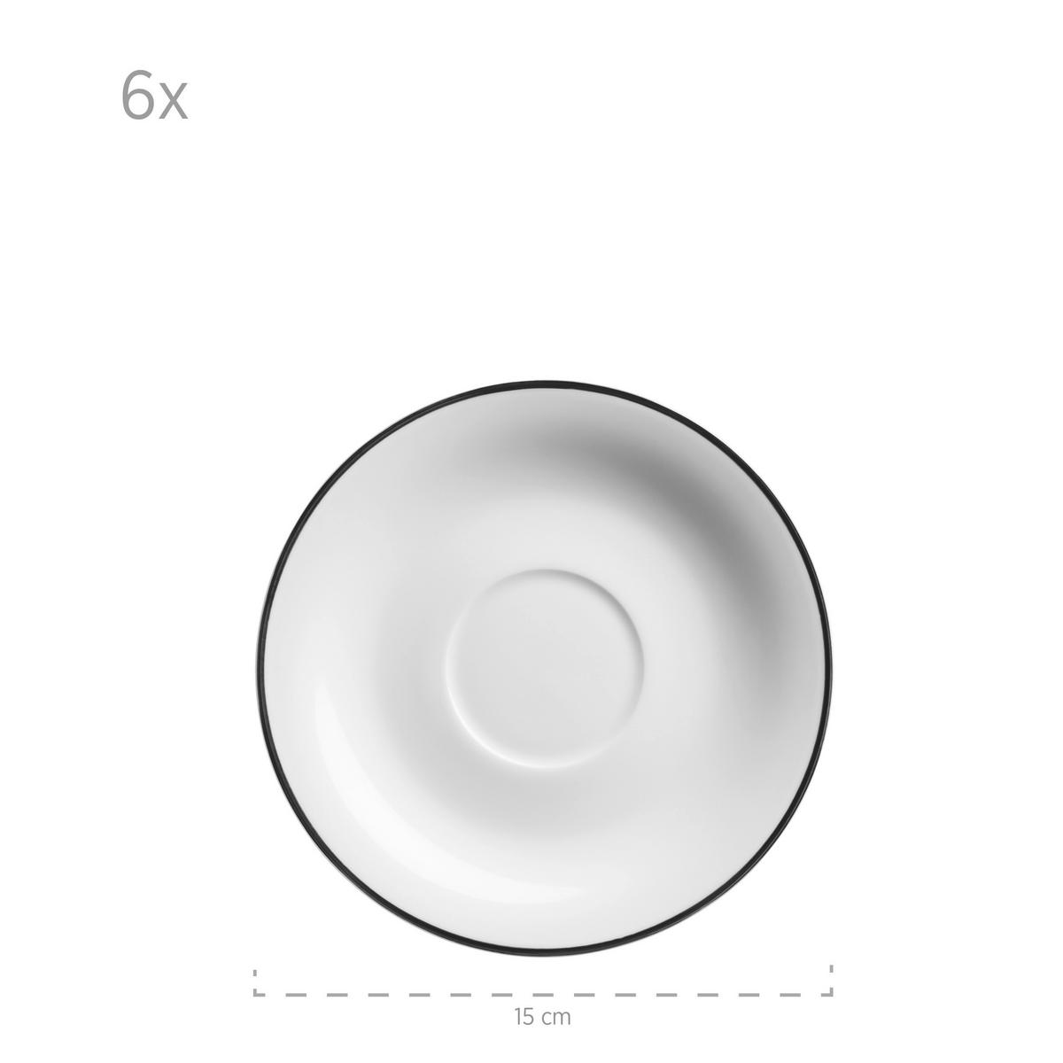 Kaffeeservice Nola Schwarz Weiß 18-Teilig - Schwarz/Weiß, Basics, Keramik - Mäser