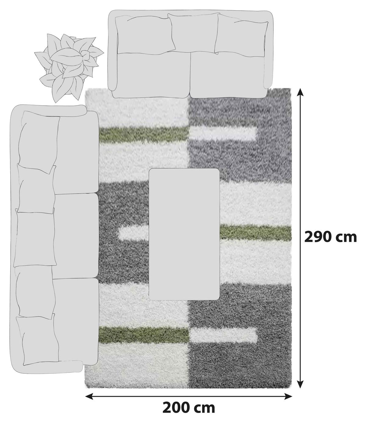 Hochflor Teppich Grün Gala 200x290 cm - Grün, Design, Textil (200/290cm)