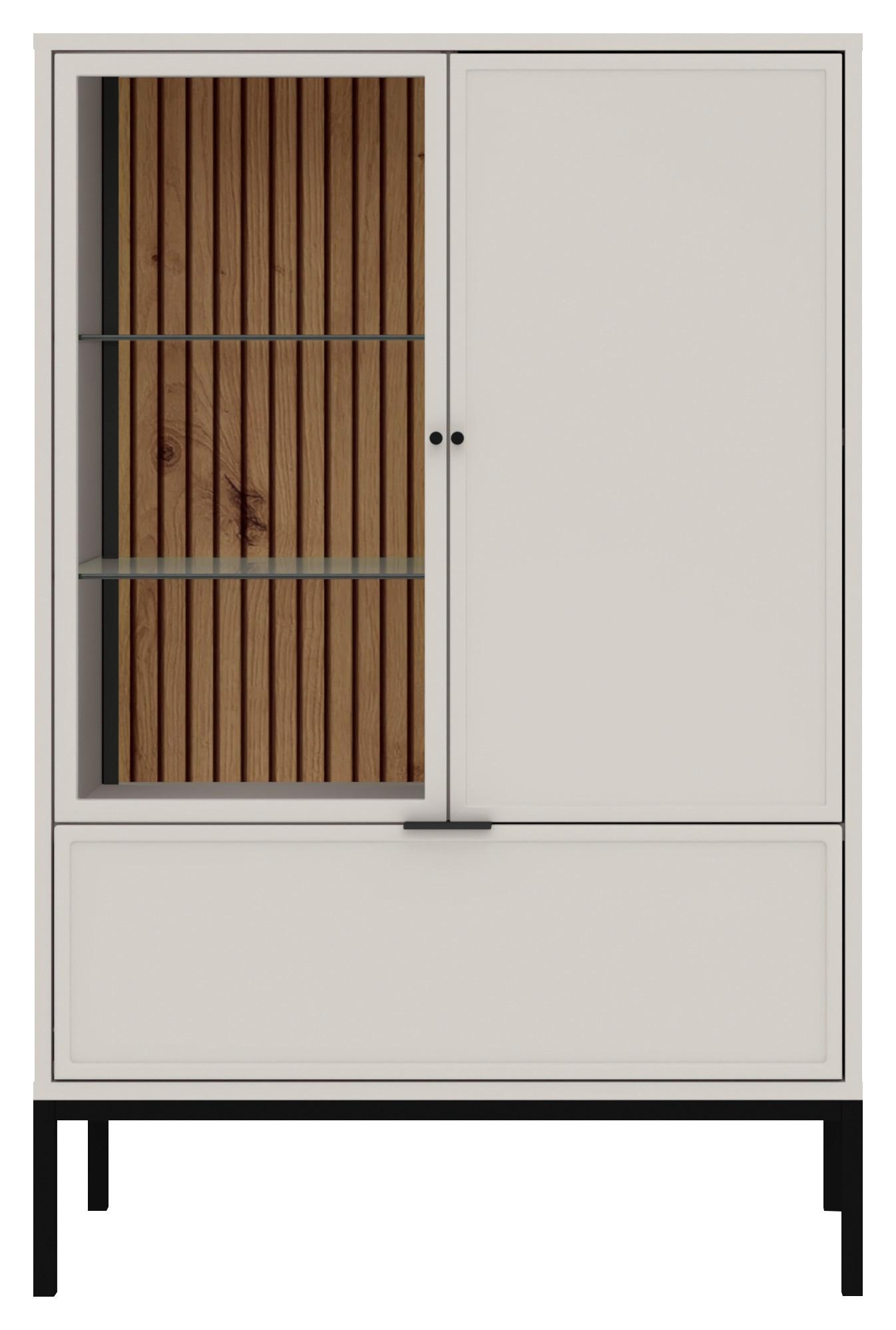 Vitrine Deco Schwarz/Kaschmir B: 76cm - Kaschmir/Schwarz, Design, Glas/Holzwerkstoff (76/115,5/40cm) - MID.YOU