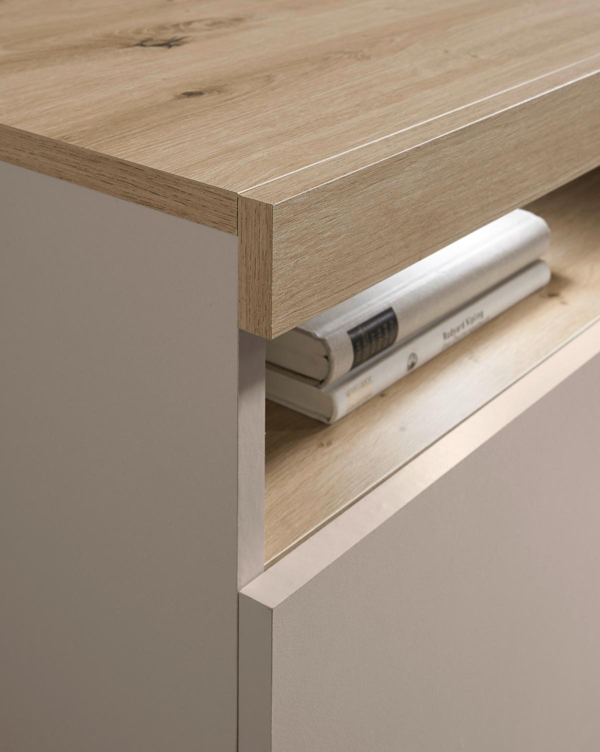 Vitrine Strada Giga *ph* Eiche Artisan/Kashmir, B: 91cm - Kaschmir/Schwarz, Trend, Glas/Holzwerkstoff (91/193/32cm)