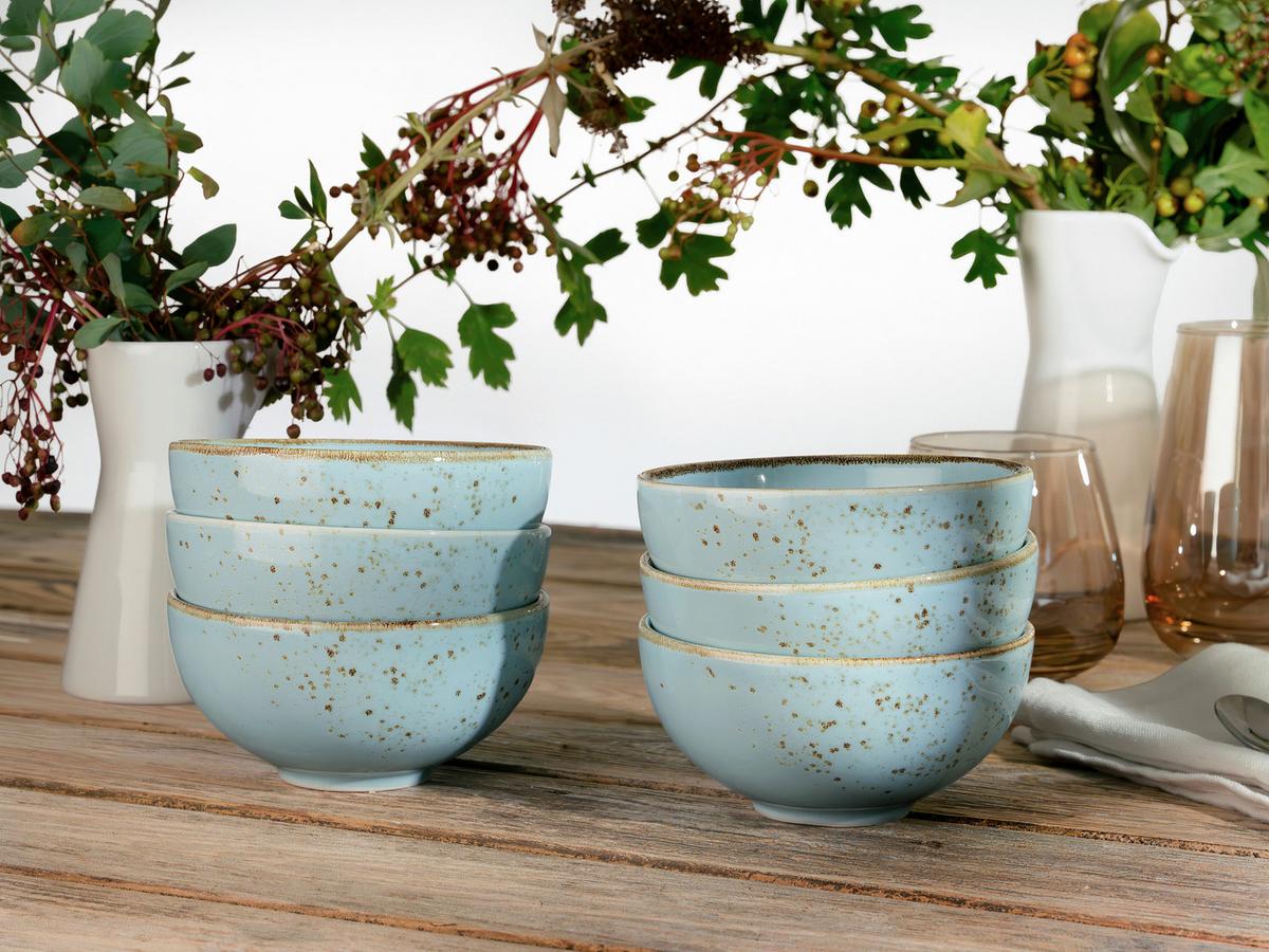 SADA MISEK NA OMÁČKU NATURE COLLECTION - pastelově modrá, Trend, keramika (11,5cm) - Creatable