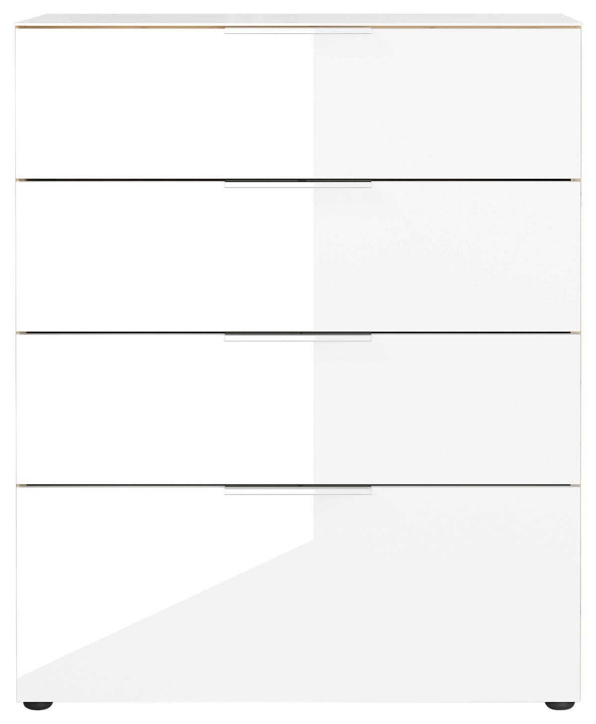 Kommode mit Glasfront B: 83 cm GW-Oakland, Weiß/Eiche Dekor - Eichefarben/Schwarz, KONVENTIONELL, Glas/Holzwerkstoff (83/101/42cm) - Germania