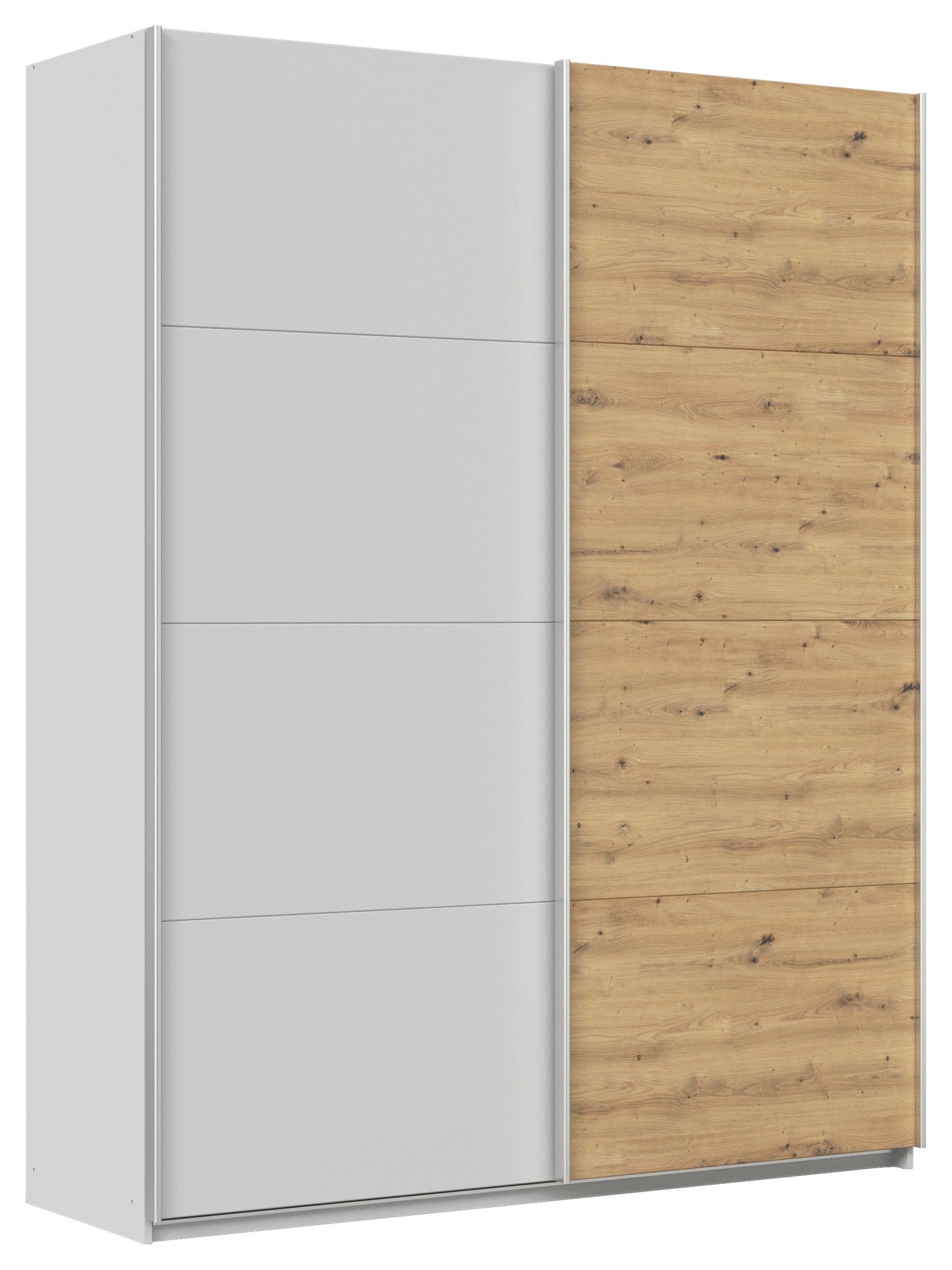 Schwebetürenschrank B: 181cm Feldkirch Seidengr/Eiche Dekor - Hellgrau/Eiche Artisan, MODERN, Holzwerkstoff (181/229/62cm)