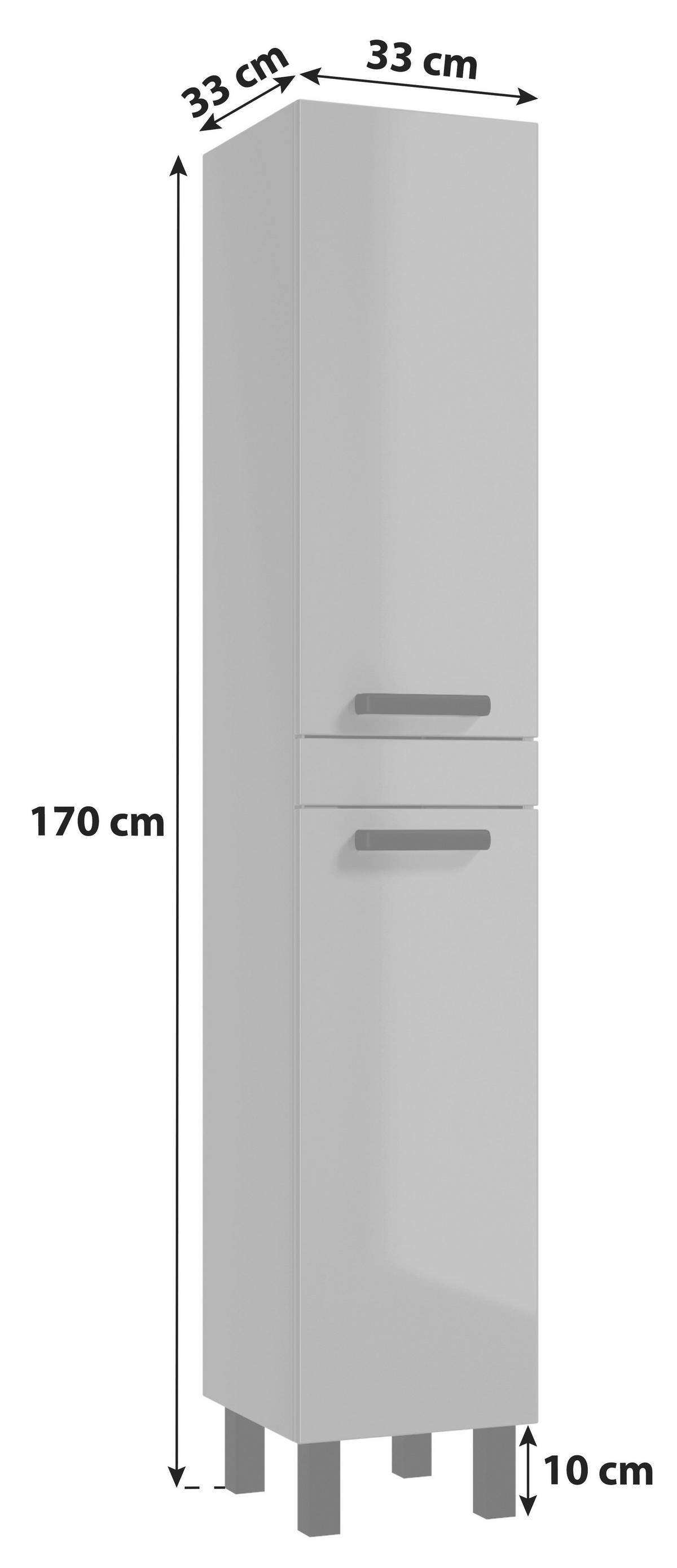 Hochschrank Rima B: 33 cm Weiß - Schwarz/Weiß, Basics, Holzwerkstoff (33/170/33cm) - MID.YOU