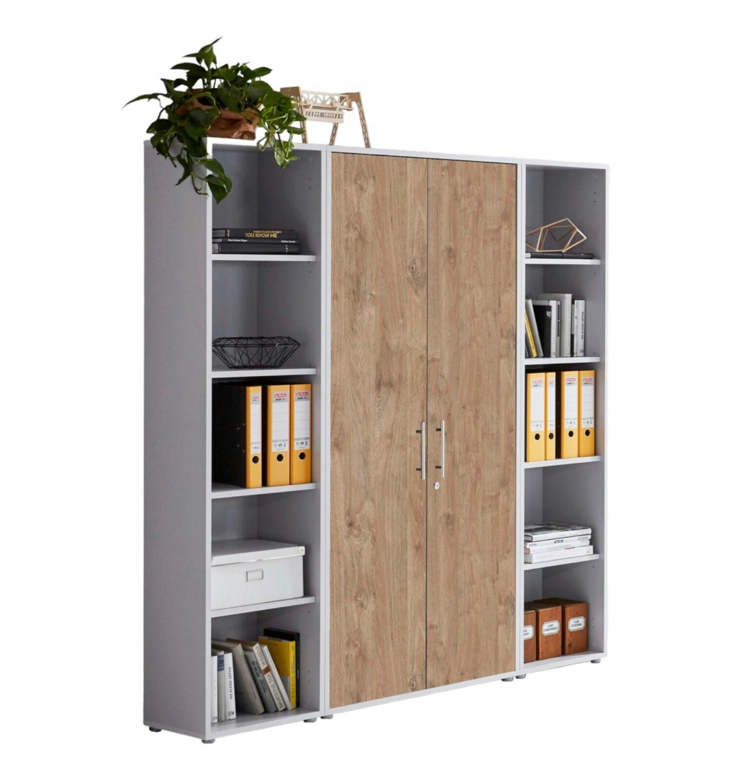 Office Edition B: 173 cm Eichefarben/Grau - Eichefarben/Grau, MODERN, Holzwerkstoff (173/186/33cm) - MID.YOU