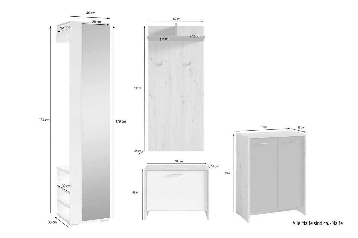 Garderobe Ben Alteiche/ Anthrazit B: 40 cm - Alteiche/Anthrazit, Design, Holzwerkstoff (40/184/35cm) - MID.YOU