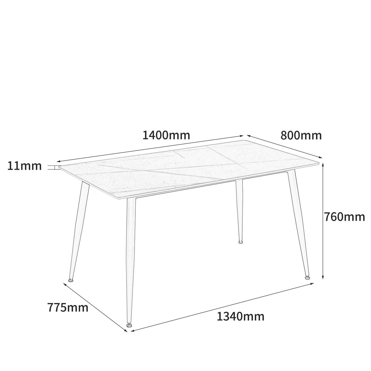 Esstisch Jules - Hellgrau/Schwarz, MODERN, Keramik/Metall (140/80/76cm) - MID.YOU