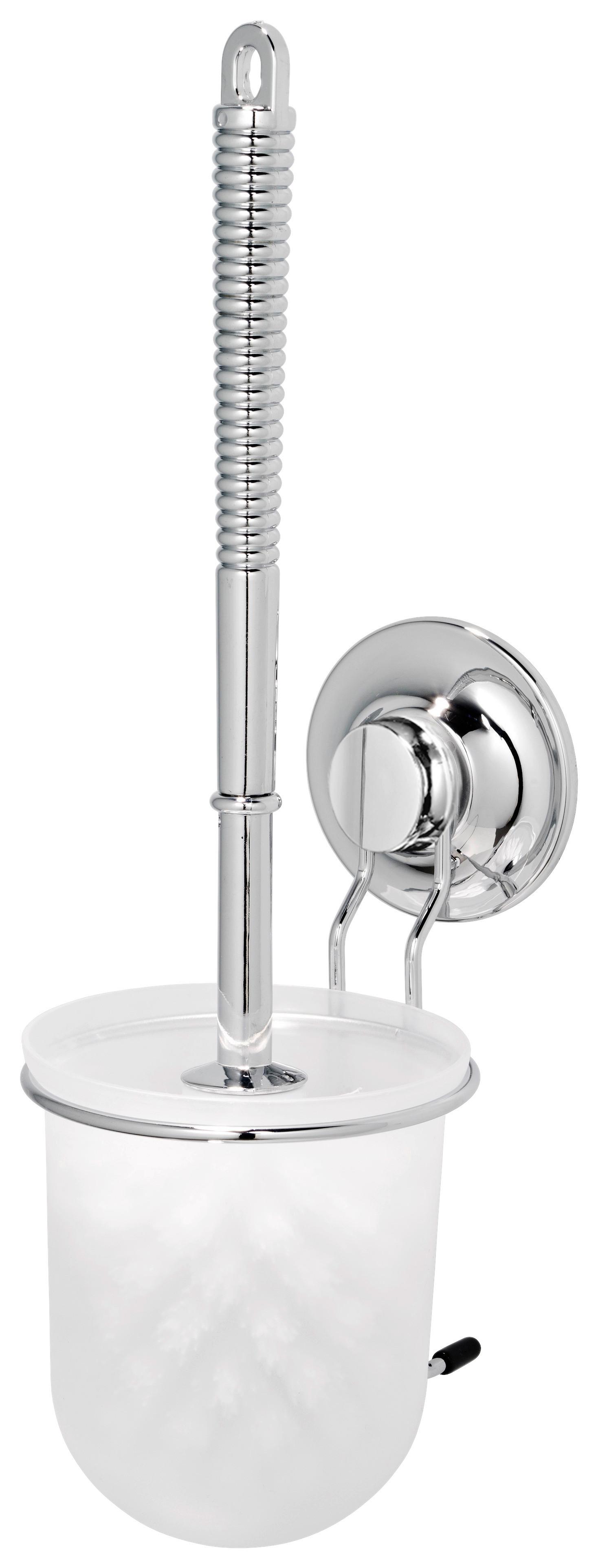 WC-Bürstengarnitur Riva Mit Saugsystem, Weiß - Chromfarben/Weiß, KONVENTIONELL, Kunststoff (14/40/14cm) - Homezone