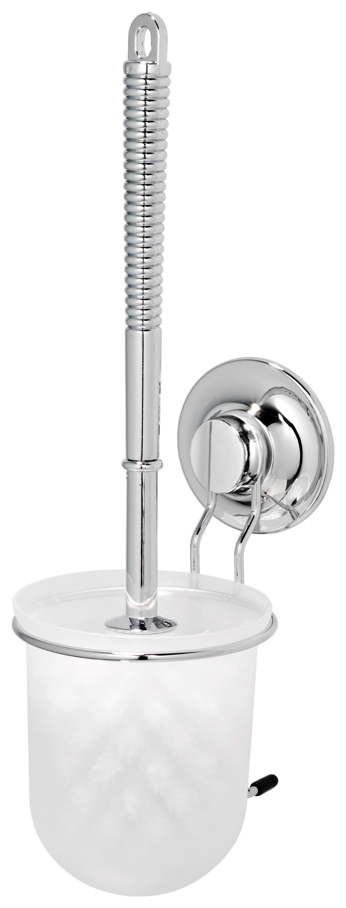 WC-Bürstengarnitur Riva Mit Saugsystem, Weiß - Chromfarben/Weiß, KONVENTIONELL, Kunststoff (14/40/14cm) - Homezone