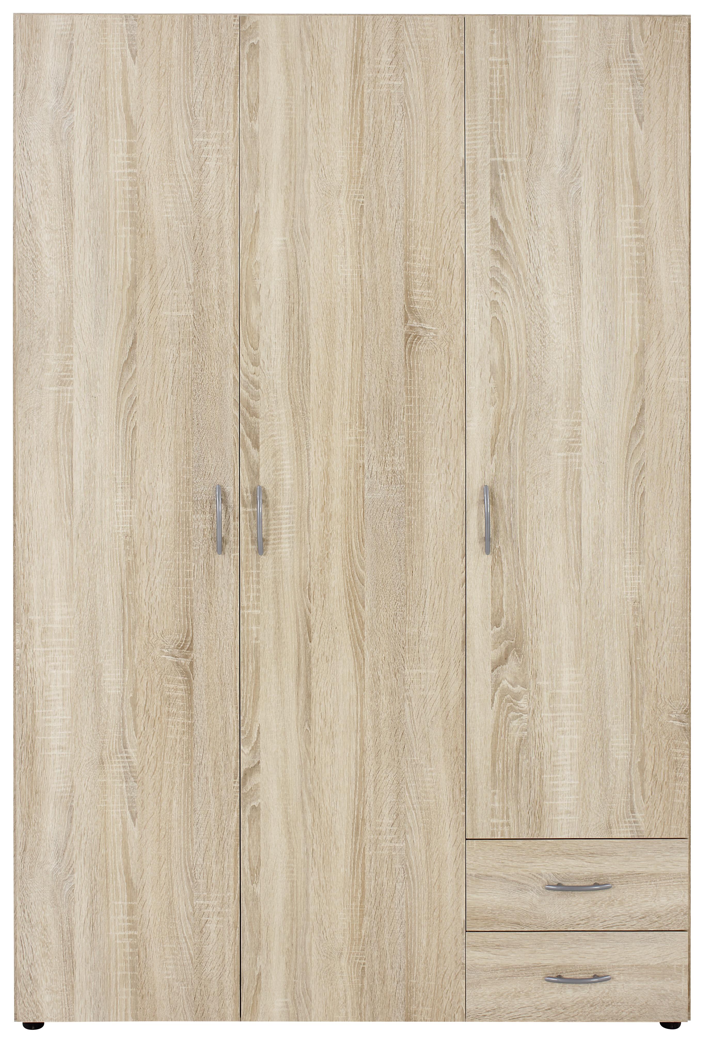 Drehtürenschrank Mit Schubladen 120cm Base, Sonoma Eiche Dekor - Eichefarben, KONVENTIONELL, Holzwerkstoff (120/177/52cm)