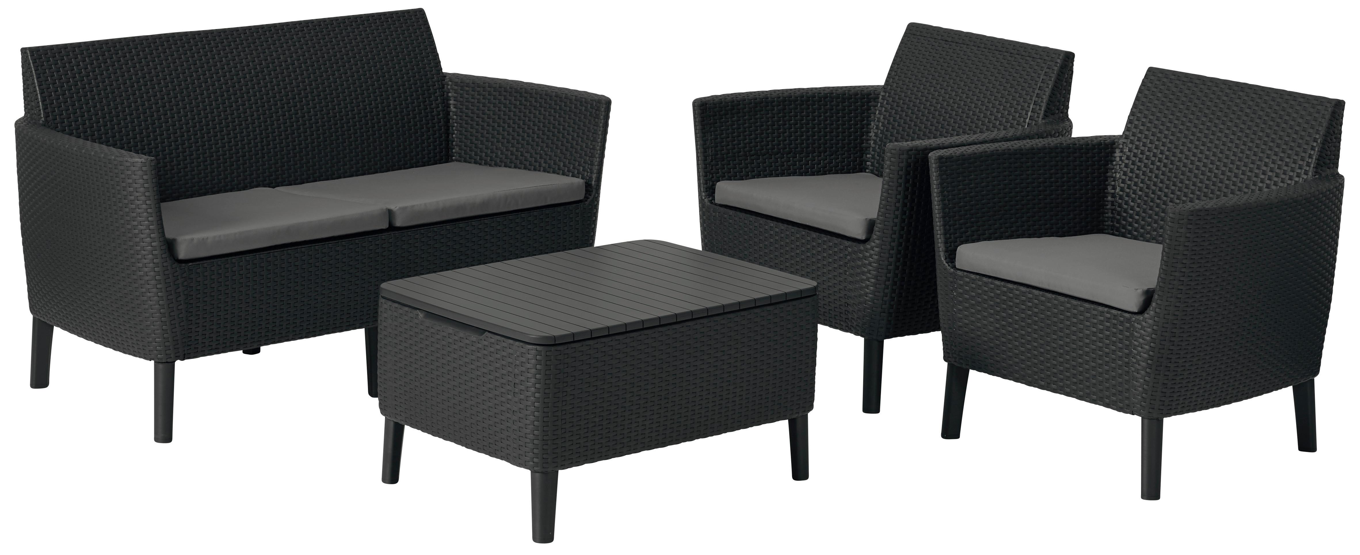 Záhradná sedacia zostava PAMELA - sivá/grafitová, Design, textil/plast (133/76/67cm) - Ambia Garden
