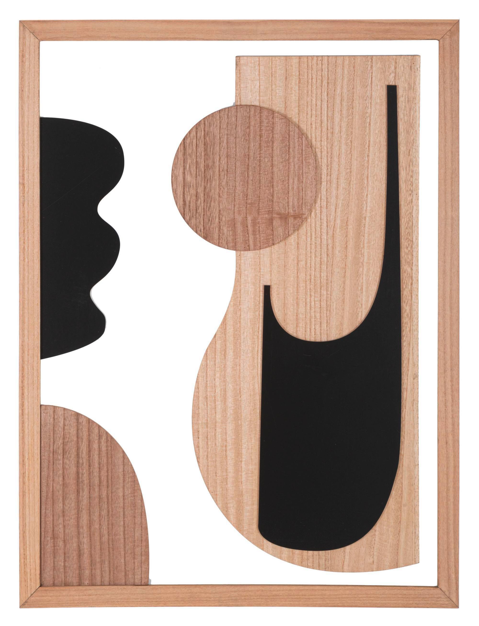 Wanddeko Astry B Naturfarbe/schwarz/weiß B:60cm - Schwarz/Naturfarben, Basics, Holzwerkstoff (60/80/2cm)
