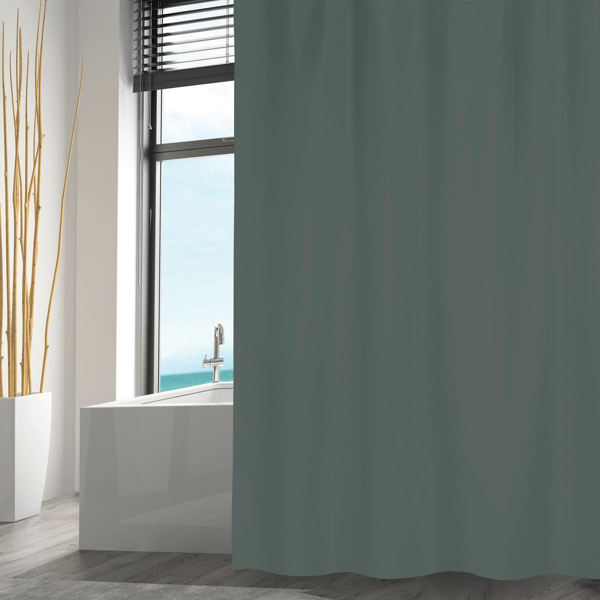 Duschvorhang in Dunkelgrün Textil/Mischgewebe - Dunkelgrün, Basics, Textil (180cm) - MSV