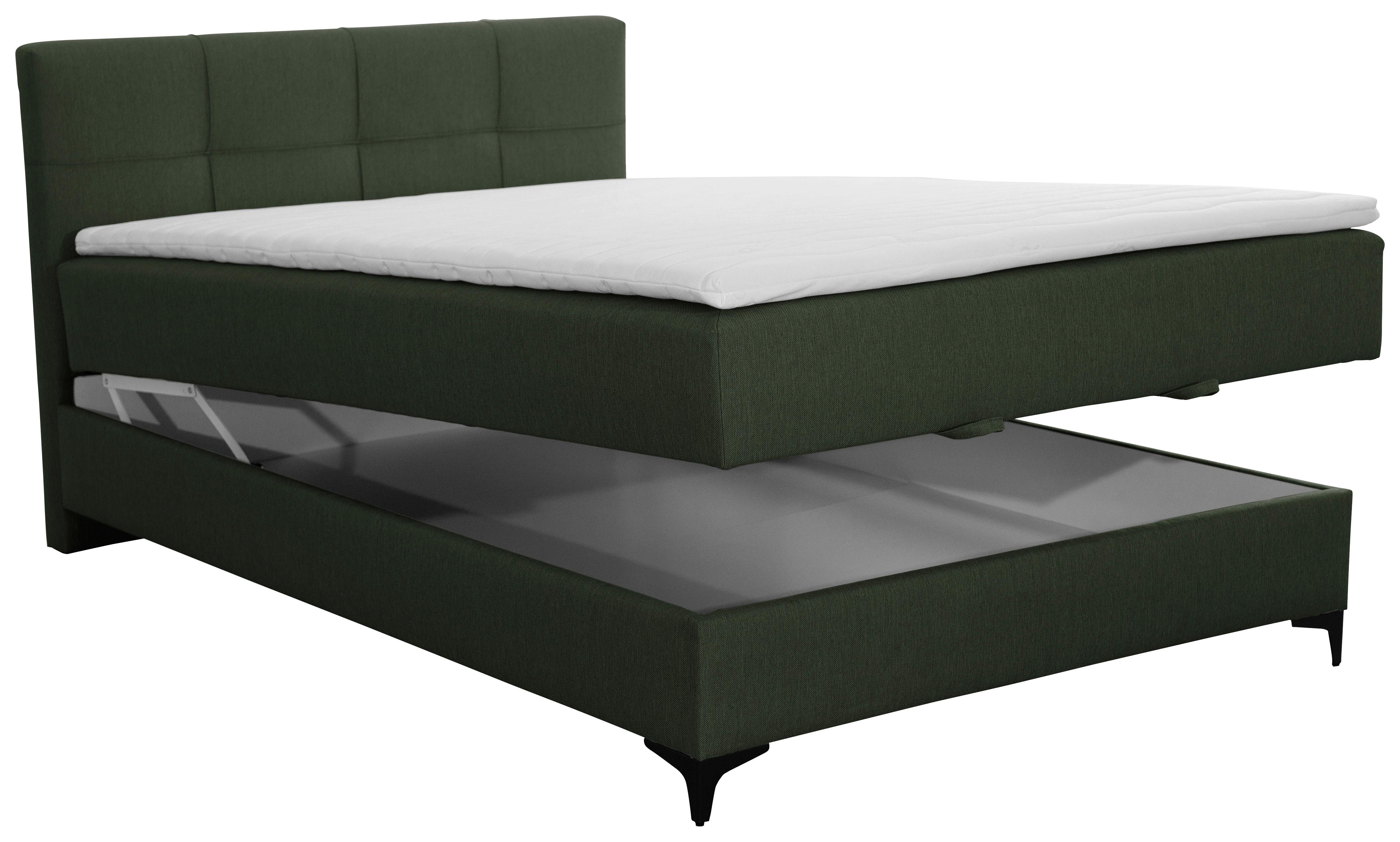 Polsterbett Mit Matratze 140x200 Freddie Olivgrün - Schwarz/Olivgrün, KONVENTIONELL, Textil (140/200cm)