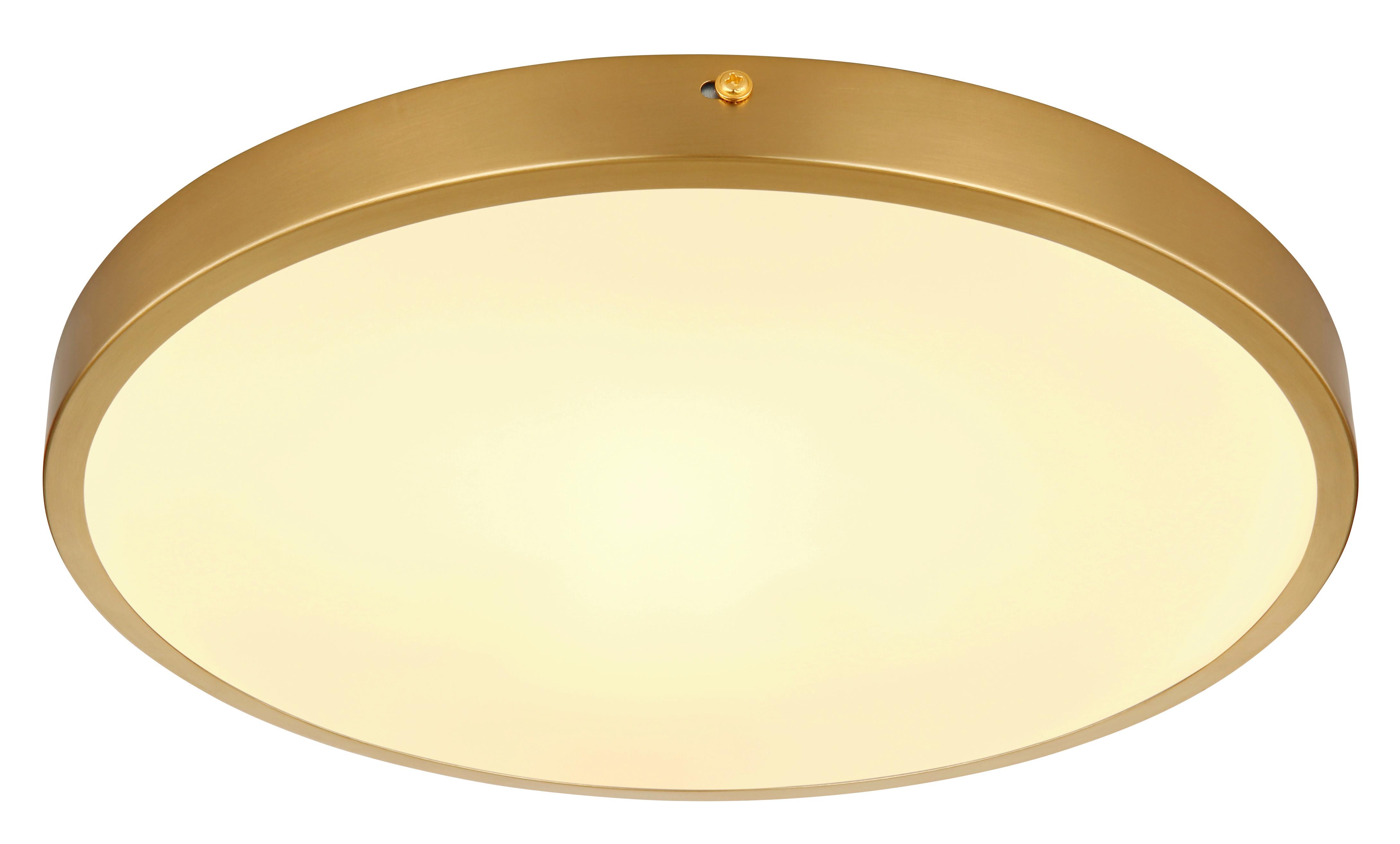 LED-DECKENLEUCHTE 12381-22 - Messingfarben/Opal, KONVENTIONELL, Kunststoff/Metall (35/35/3cm) - Globo