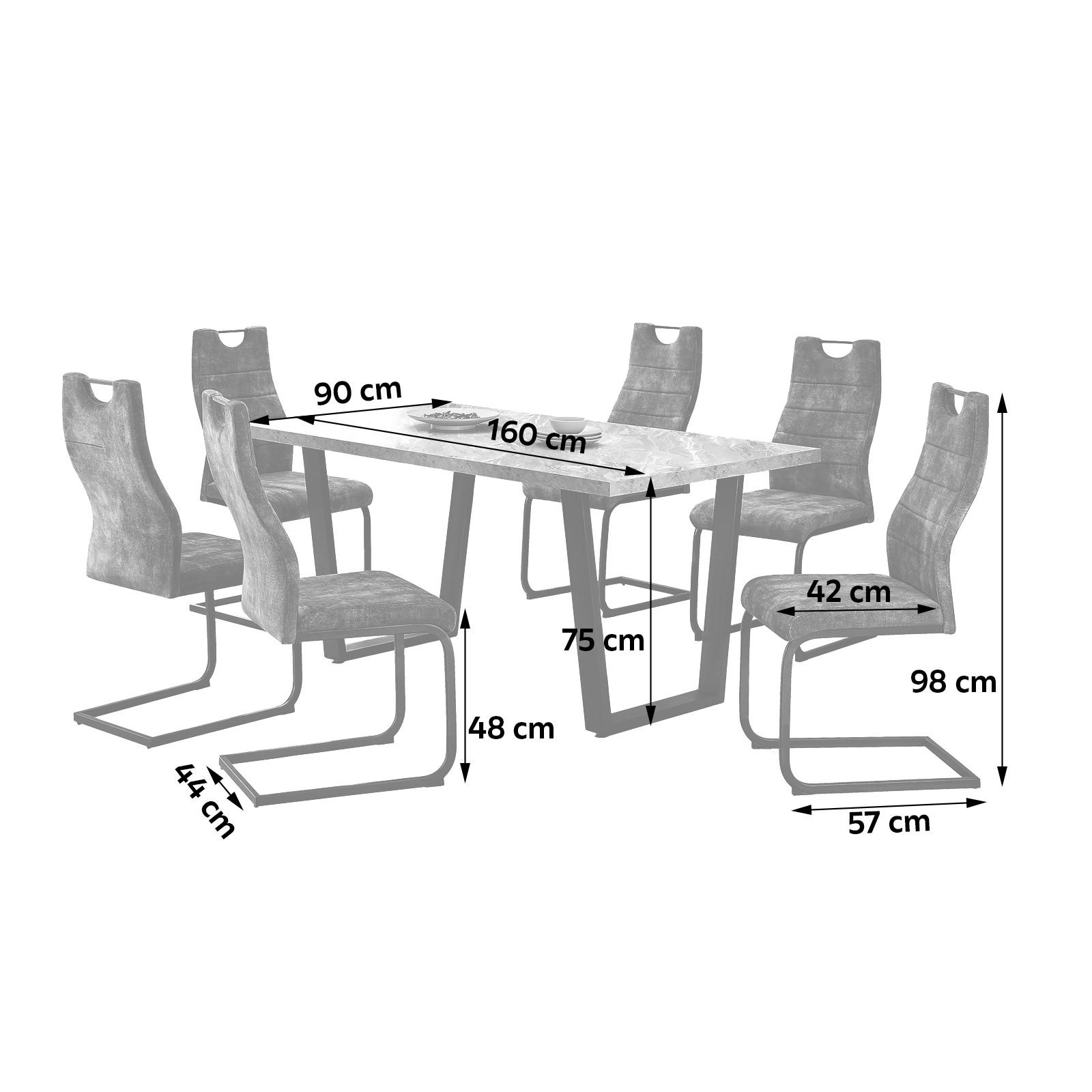 JÍDELNÍ SET MELBOURNE - šedá/černá, Moderní, kov/kompozitní dřevo (160/75/90cm) - Nedis SmartLife