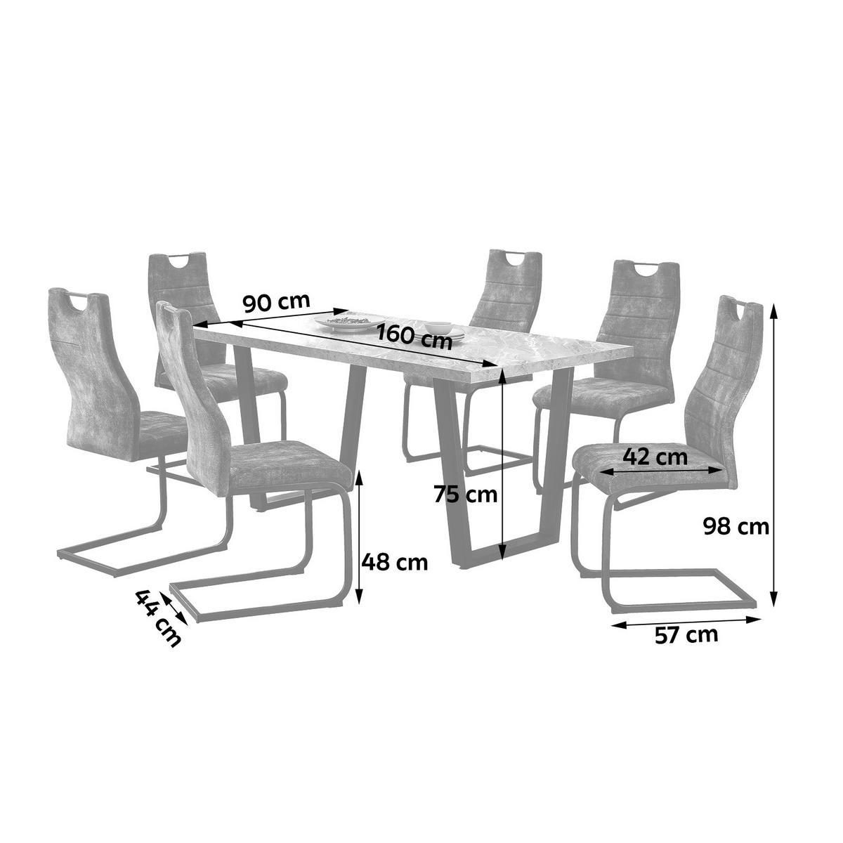 JÍDELNÍ SET MELBOURNE - šedá/černá, Moderní, kov/kompozitní dřevo (160/75/90cm) - Nedis SmartLife