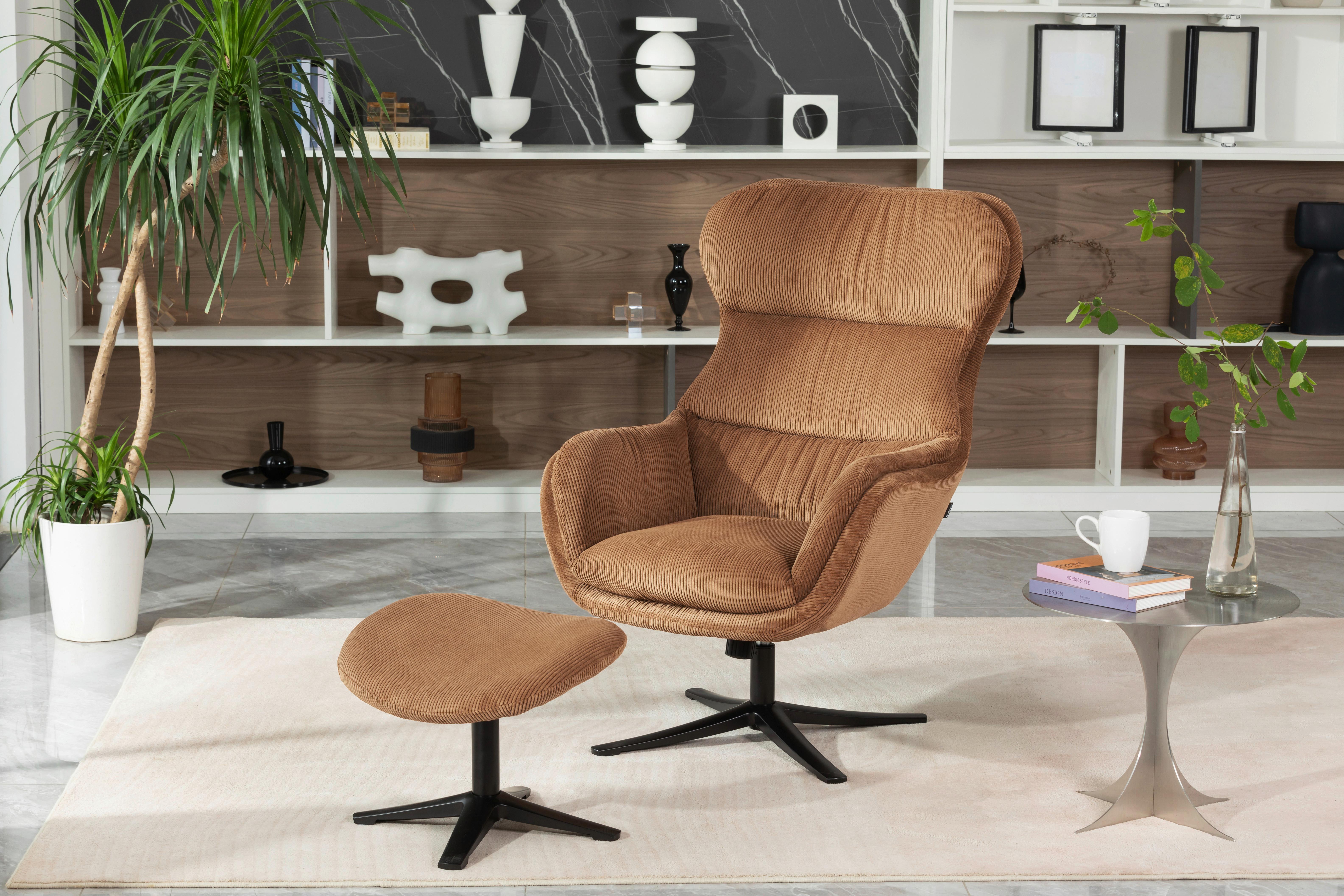 Sesselset Tabbe - Schwarz/Kupferfarben, MODERN, Textil (76/110/88,5cm) - Livetastic