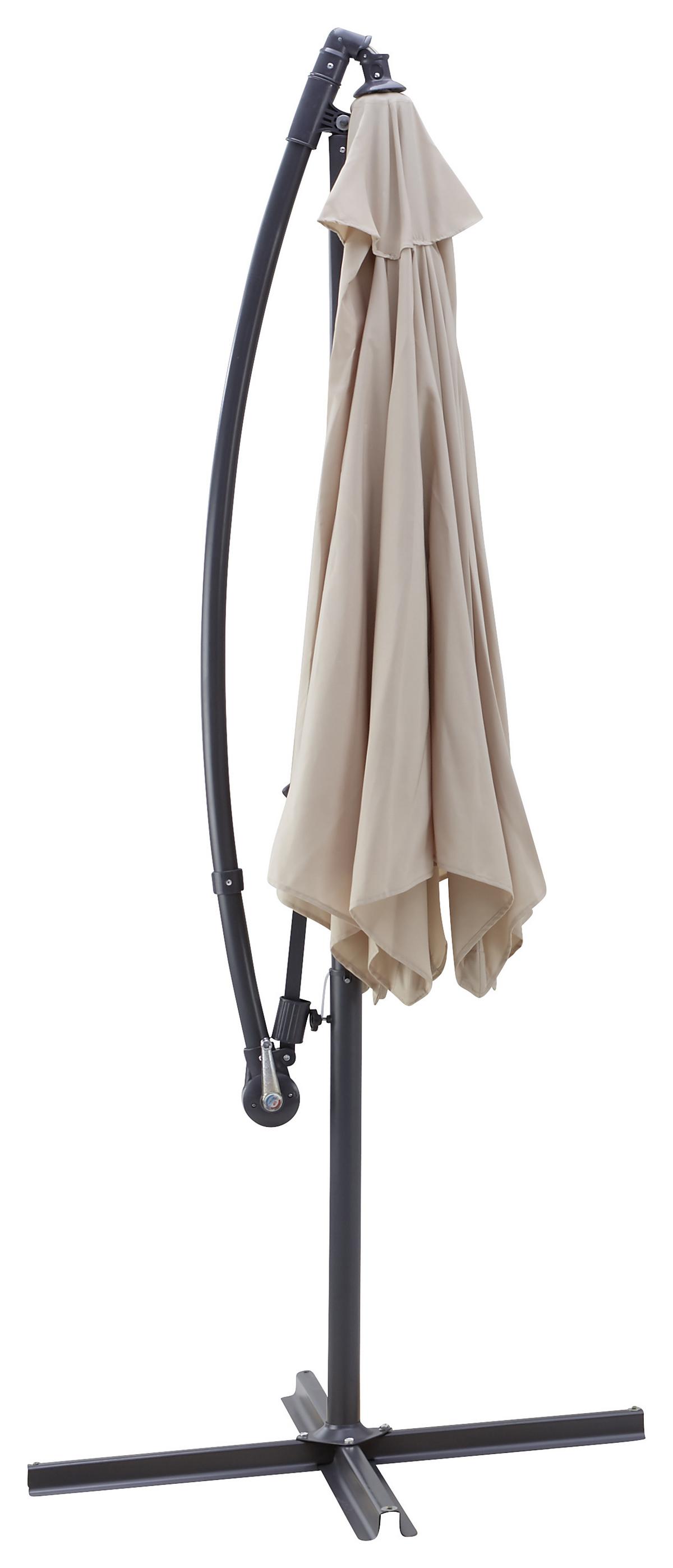 Ampelschirm Estelle Dm: 300 H: 245cm Natur - Naturfarben/Grau, KONVENTIONELL, Textil/Metall (300/245/300cm) - Ondega