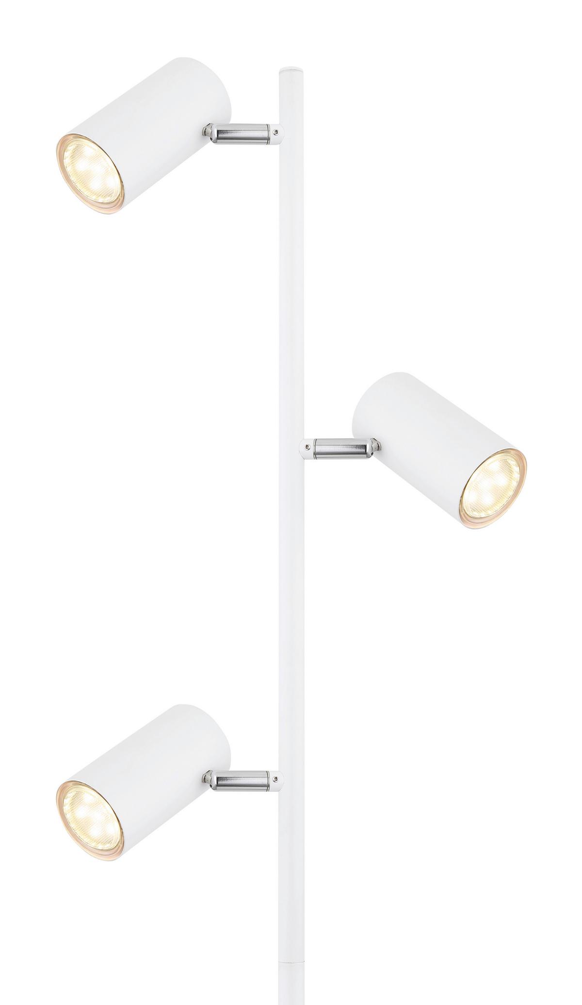 Stehlampe Weiß mit Schalter + verstellbar - Weiß, Design, Metall (25/23/154cm) - Globo