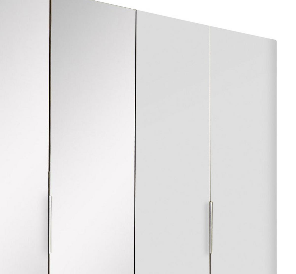 Drehtürenschrank Mit Spiegel 300cm Level 36a, Weiß Dekor - Silberfarben/Weiß, MODERN, Glas/Holzwerkstoff (300/216/58cm) - MID.YOU
