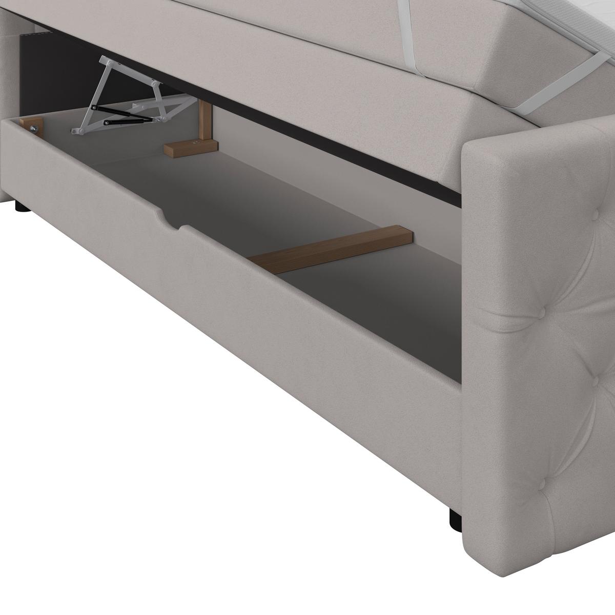 Boxspringbett Elio Silberfarben 140x200 cm H3 - Beige/Silberfarben, ROMANTIK / LANDHAUS, Textil (140/200cm) - James Wood