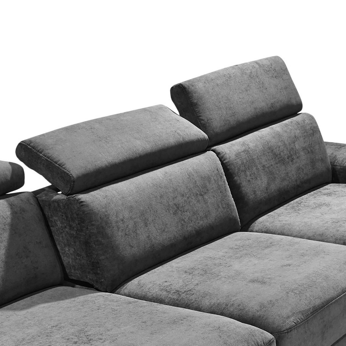 Ecksofa Elvis, Anthrazit S: 259x182 Cm - Anthrazit/Silberfarben, KONVENTIONELL, Textil (259/182cm) - Trendmanufaktur