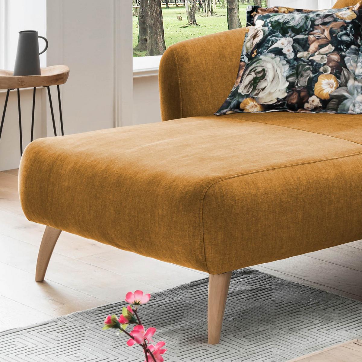 Ecksofa Baggio Gelb S: 162/277 cm - Gelb/Buchefarben, MODERN, Holz/Textil (162/277cm) - Livetastic