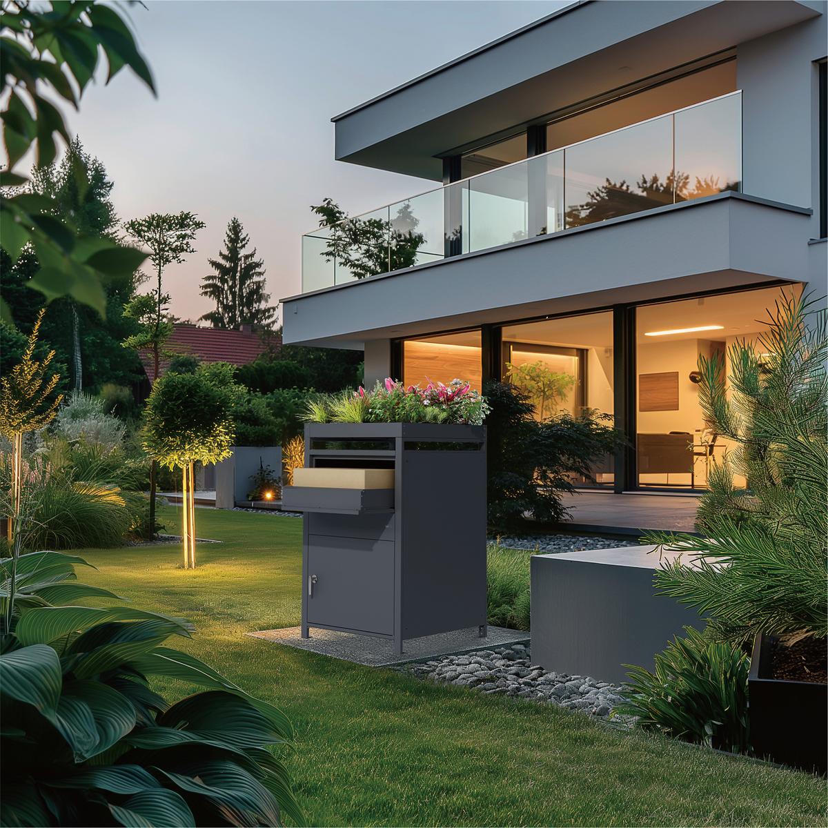 Paketbox Louis Grau - Anthrazit, MODERN, Metall (68/80/124cm)