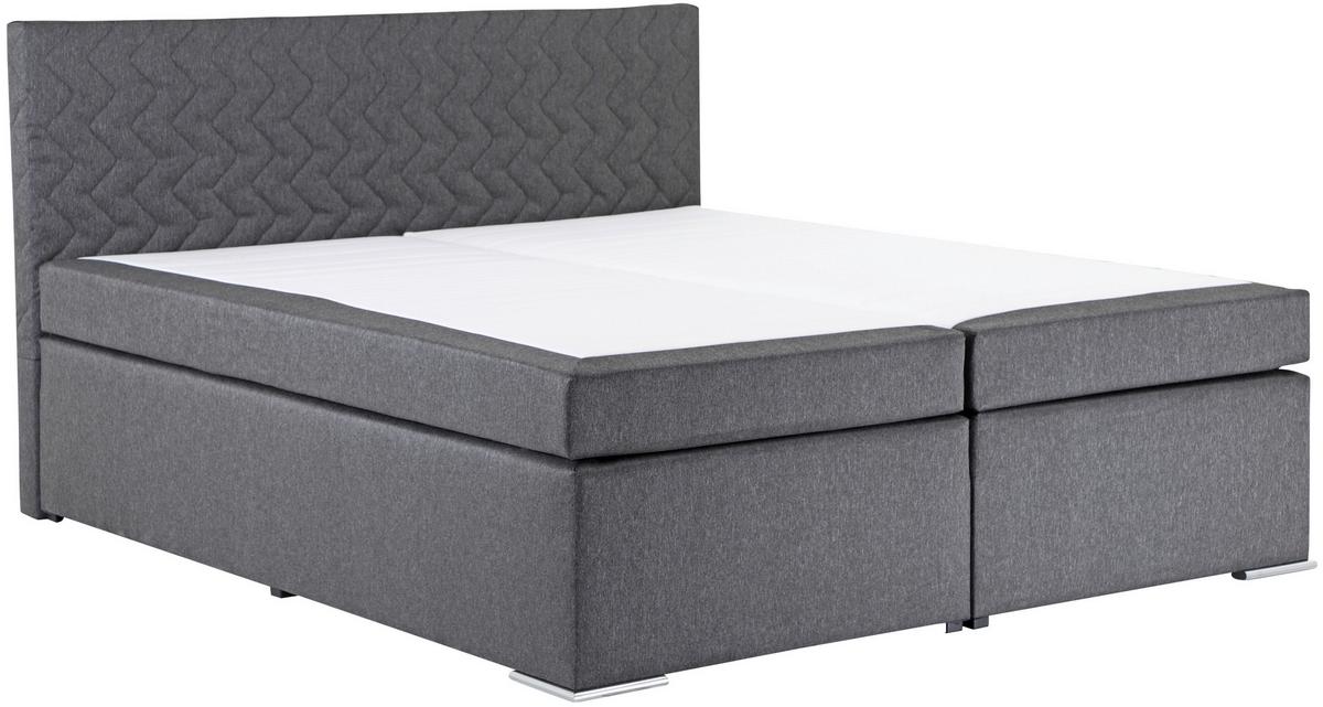 Boxspringbett mit Topper 180x200 cm Bety Grey - Chromfarben/Grau, Basics, Textil (180/200cm)