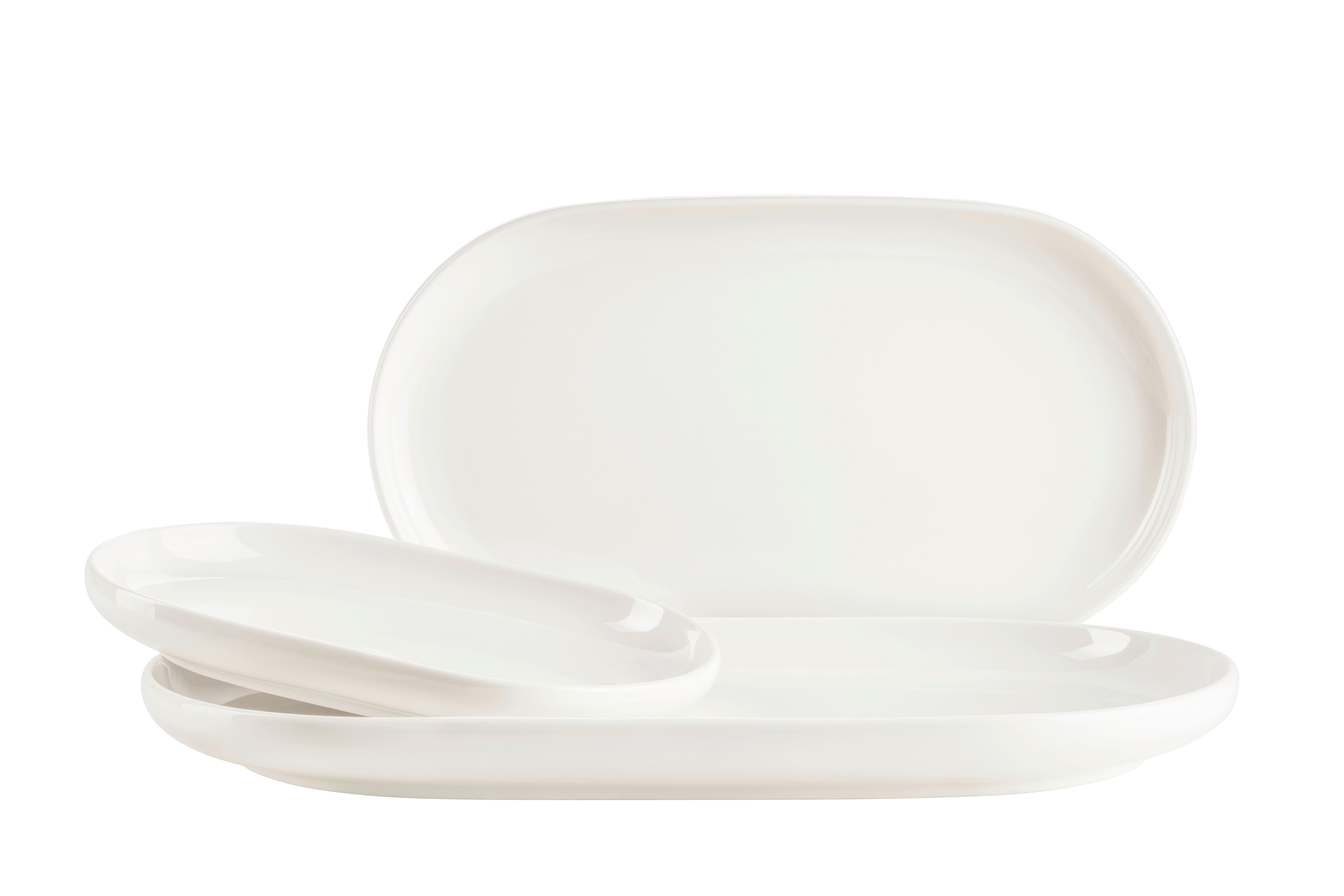 Servierplatten-set Taya Porzellan, Weiß, 3-Teilig - Weiß, Basics, Keramik - Mäser