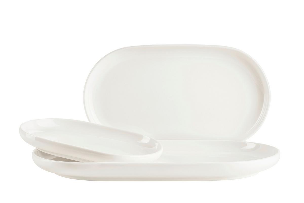 Servierplatten-set Taya Porzellan, Weiß, 3-Teilig - Weiß, Basics, Keramik - Mäser