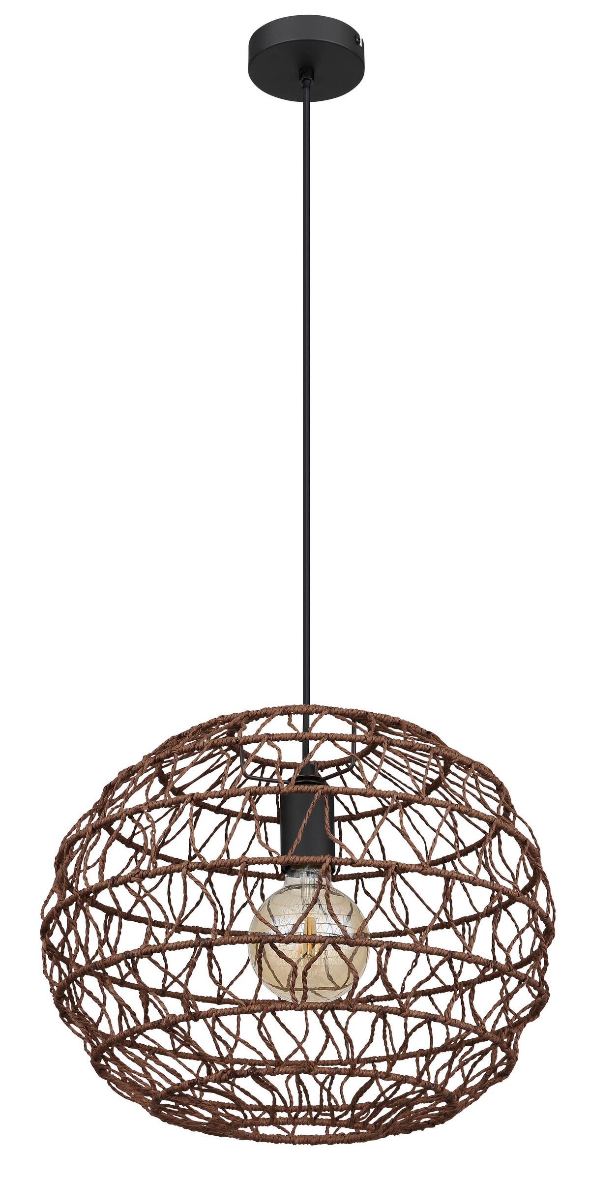 Hängeleuchte 15689h1b - Dunkelbraun/Schwarz, Natur, Papier/Kunststoff (39/120cm) - Globo